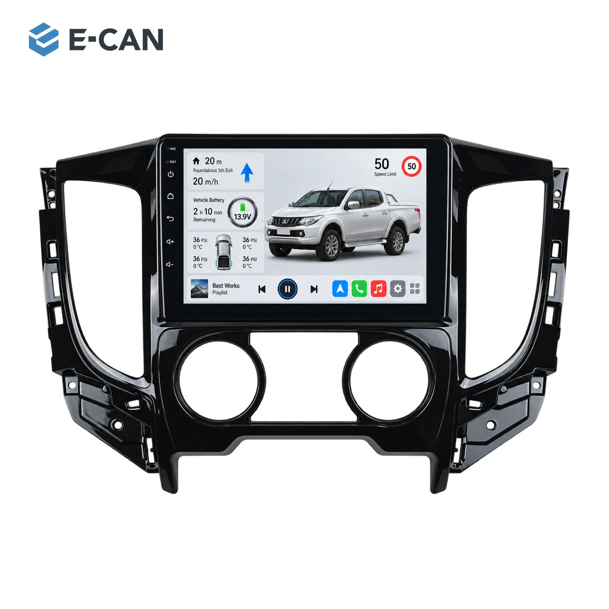 Mitsubishi Triton MQ Manual AC 2016–2018 9-inch — 01 product white; interface illustration