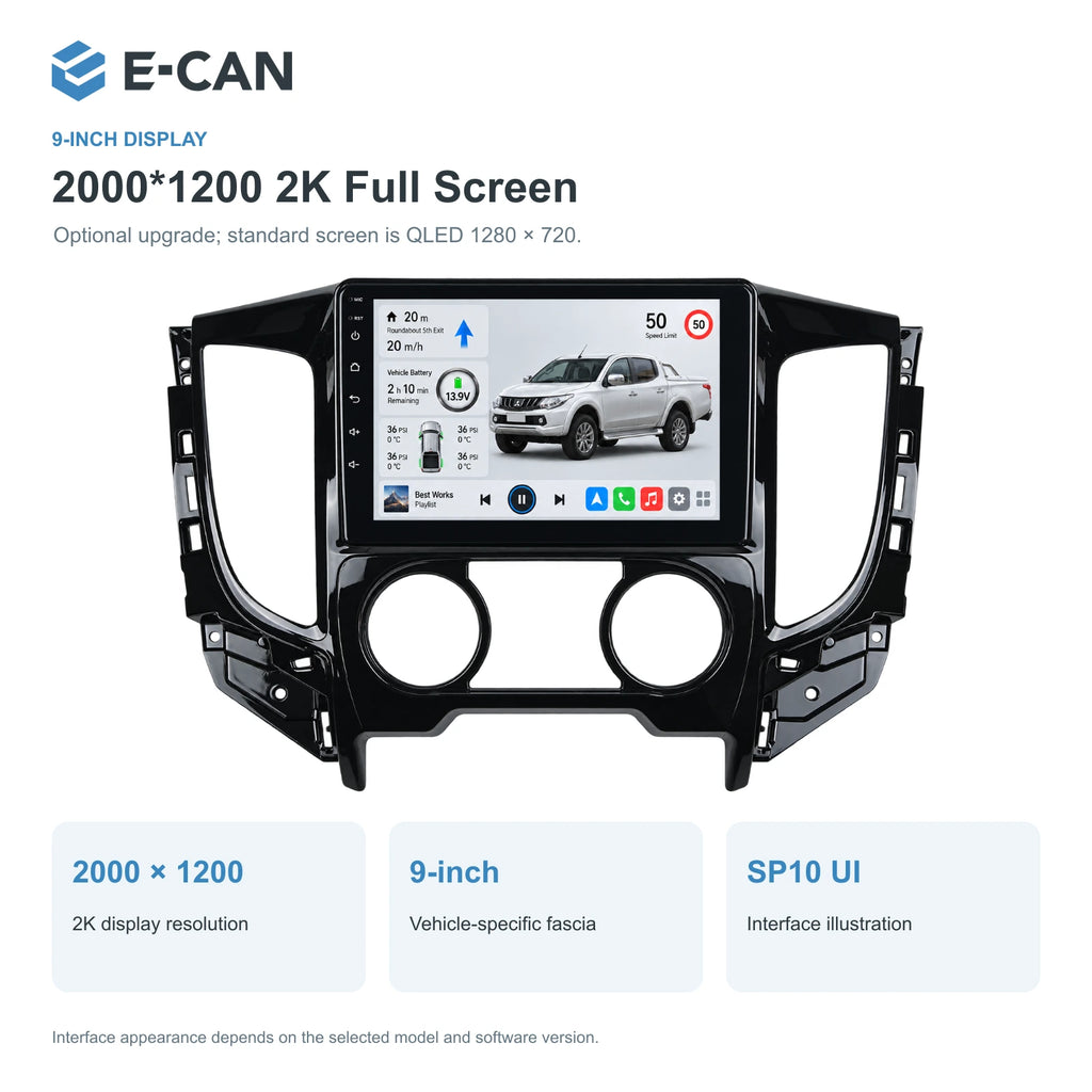Mitsubishi Triton MQ Manual AC 2016–2018 9-inch — 02 2k display; optional screen upgrade