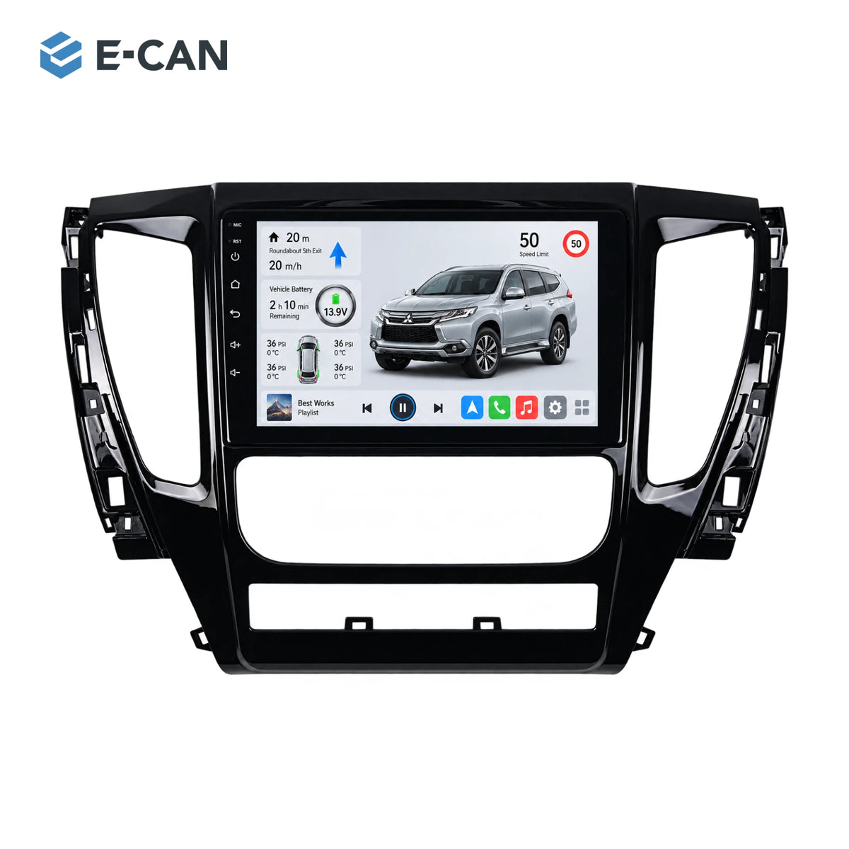 Mitsubishi Pajero Sport III 2016–2018 9-inch — 01 product white; interface illustration