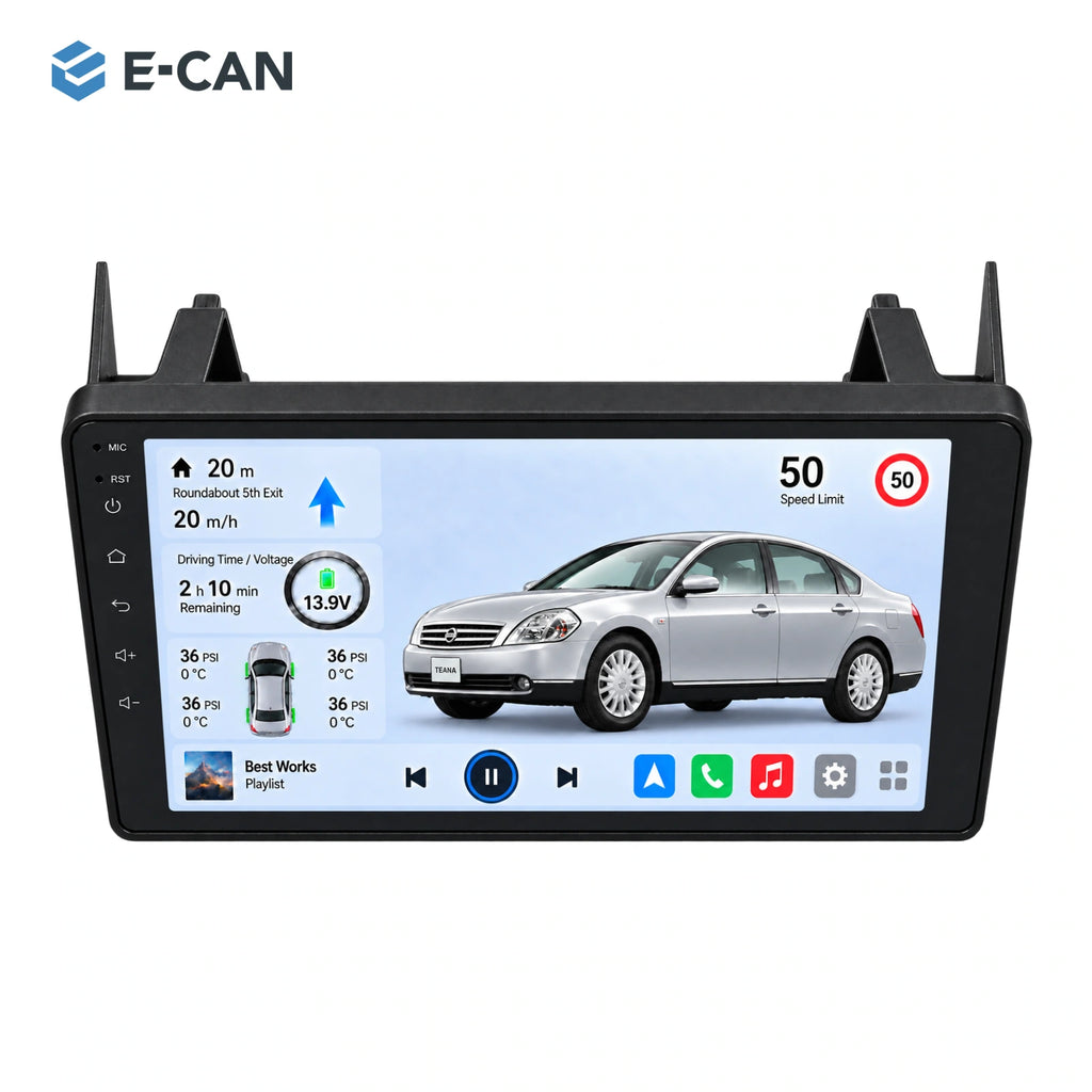 Nissan Teana J31 2004–2007, 9-inch RHD fascia: 01 product white. Standard QLED1280x720; 2K screens optional.