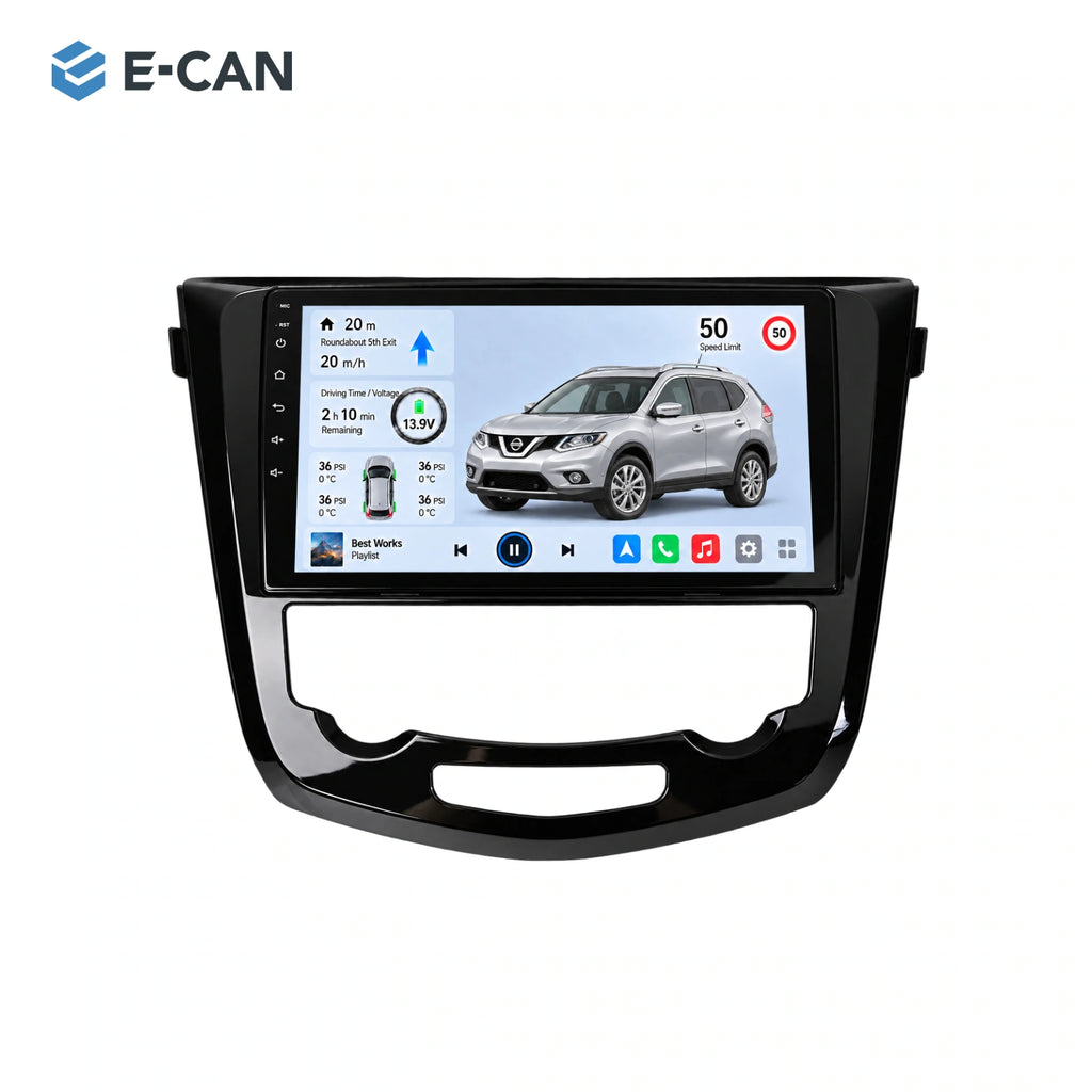 Nissan X-Trail T32 · auto climate 2014, 10.1-inch LHD fascia: 01 product white. Standard QLED1280x720; 2K screens optional.