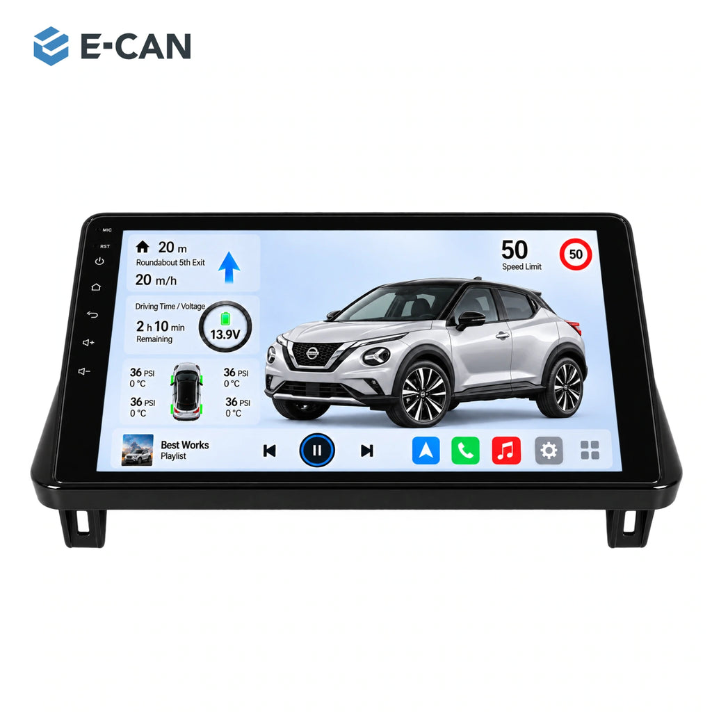 Nissan Juke F16 2019–2023, 10-inch RHD fascia: 01 product white. Standard QLED1280x720; 2K screens optional.