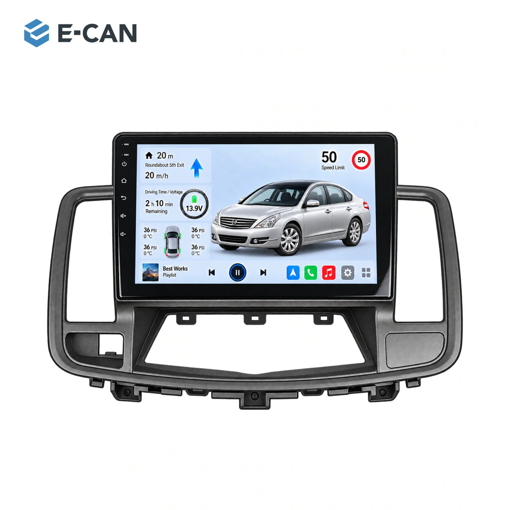Nissan Teana J32 2008–2012, 10.1-inch LHD fascia: 01 product white. Standard QLED1280x720; 2K screens optional.