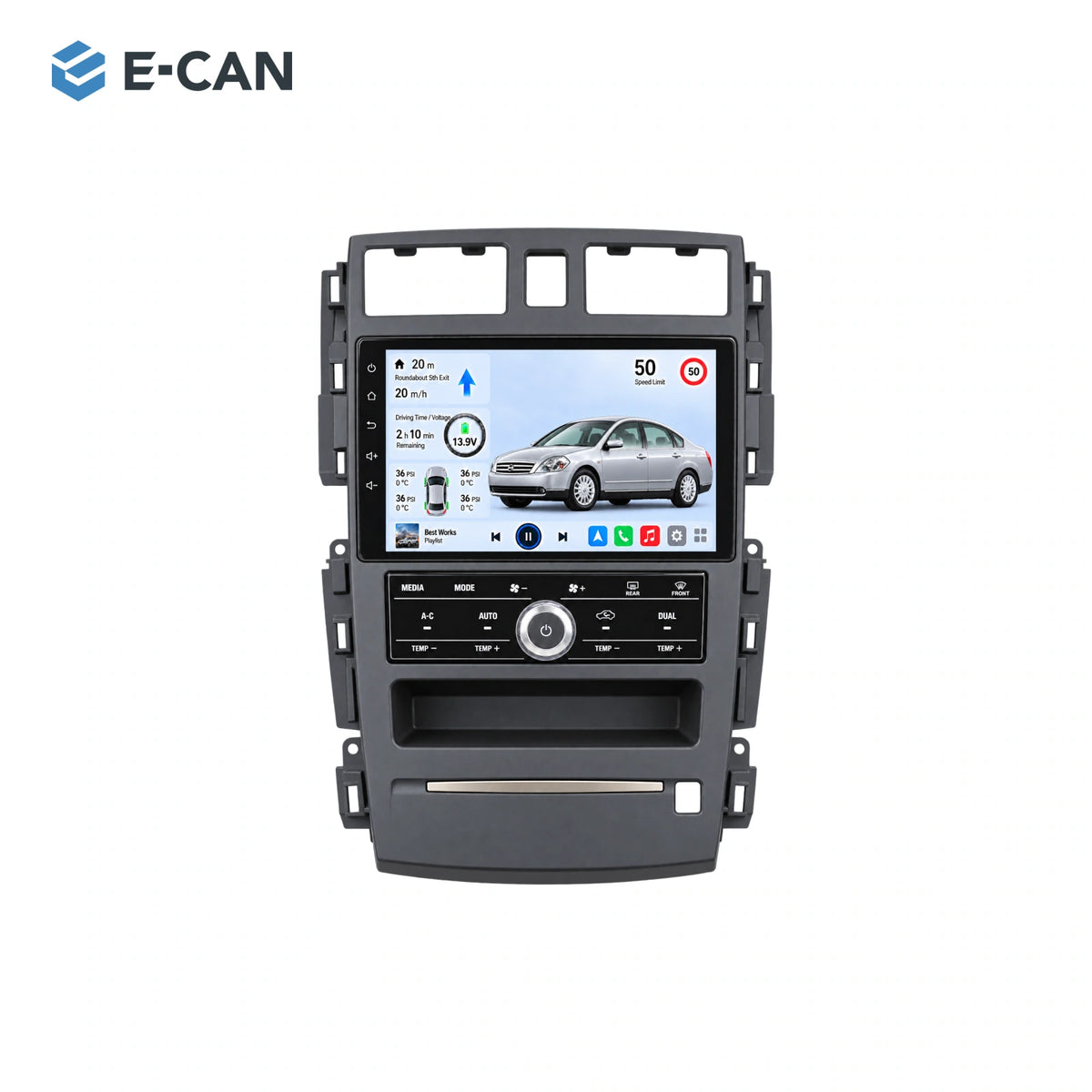 Nissan Teana J31 2003–2008, 9-inch RHD fascia: 01 product white. Standard QLED1280x720; 2K screens optional.