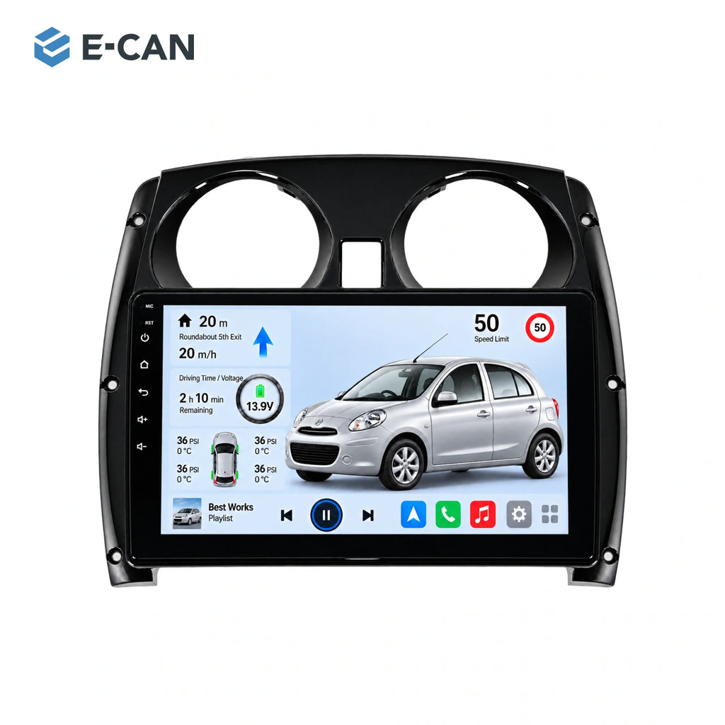 Nissan Micra / March K13 2011–2013, 10.1-inch RHD fascia: 01 product white. Standard QLED1280x720; 2K screens optional.