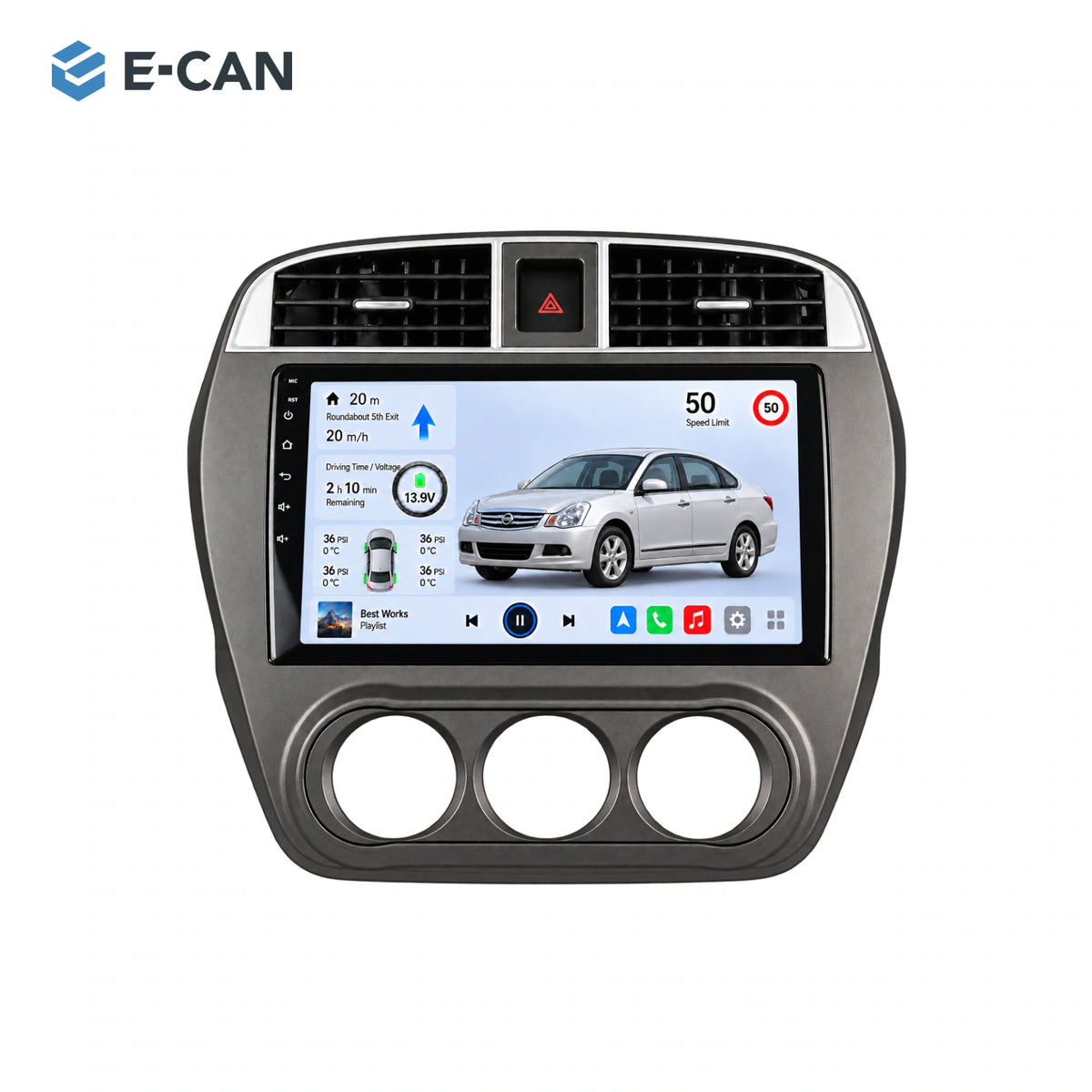 Nissan Sylphy G11 Classic 2008–2012, 10.1-inch RHD fascia: 01 product white. Standard QLED1280x720; 2K screens optional.