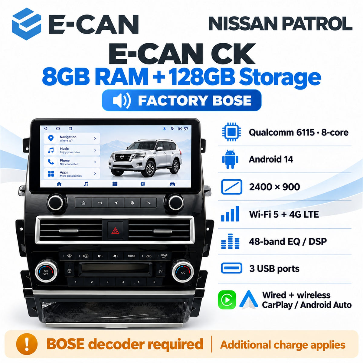 E-CAN Nissan Patrol 12.3-inch ck 8 128 bose