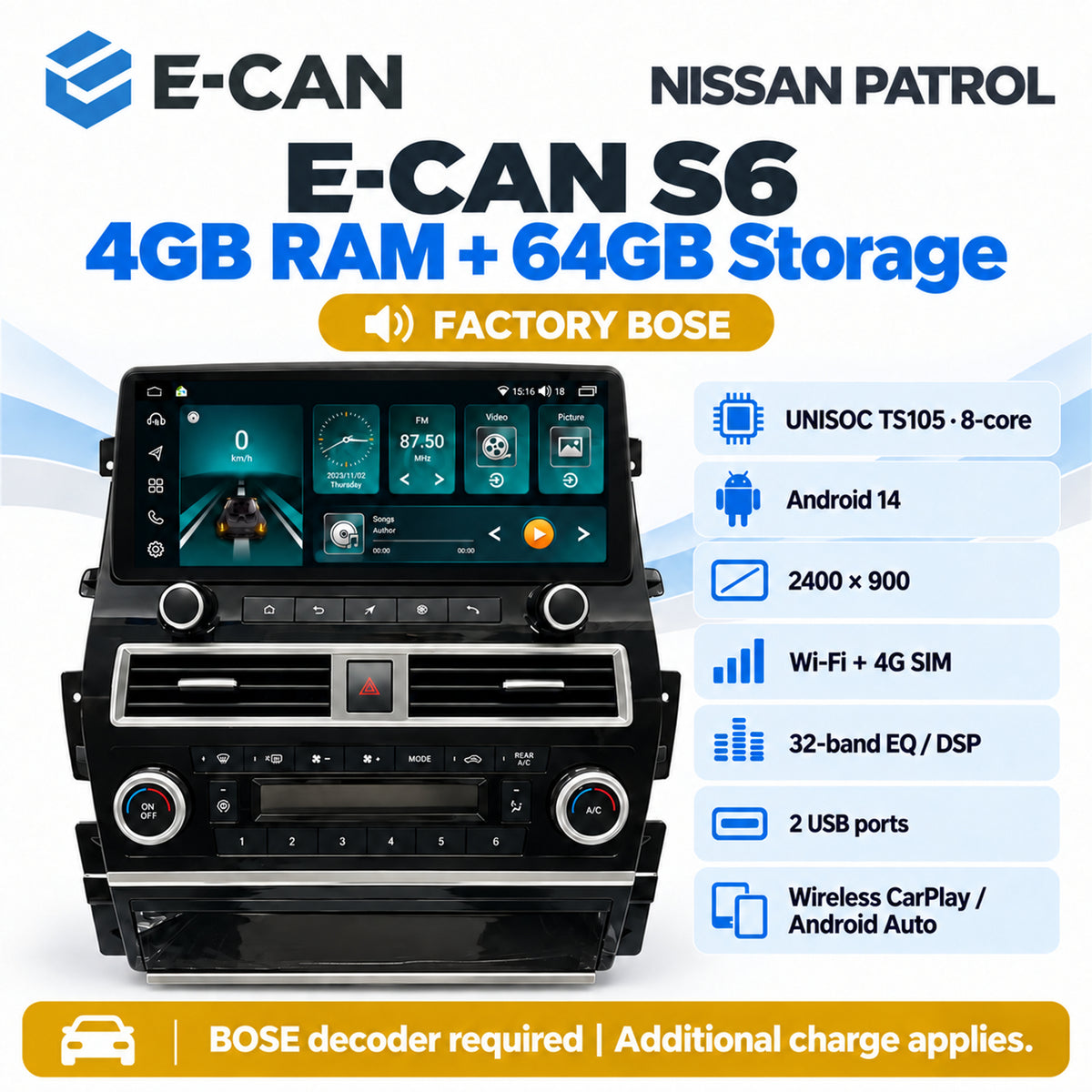 E-CAN Nissan Patrol 12.3-inch s6 4 64 bose
