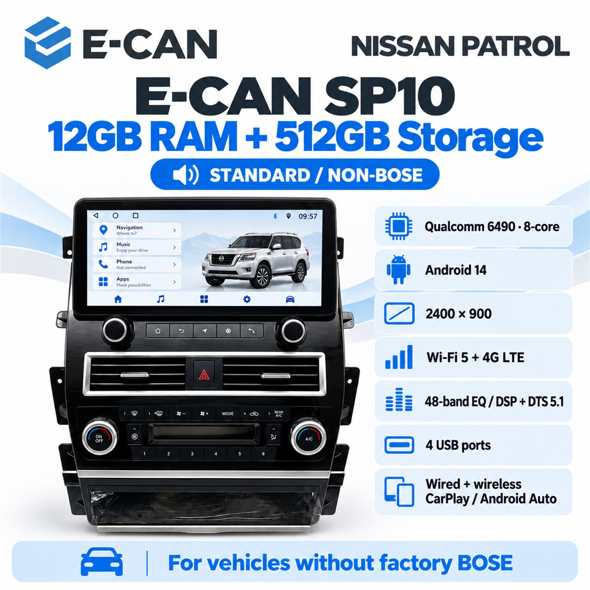 E-CAN Nissan Patrol 12.3-inch sp10 12 512 standard
