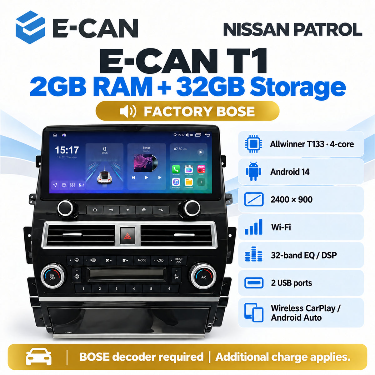E-CAN Nissan Patrol 12.3-inch t1 2 32 bose