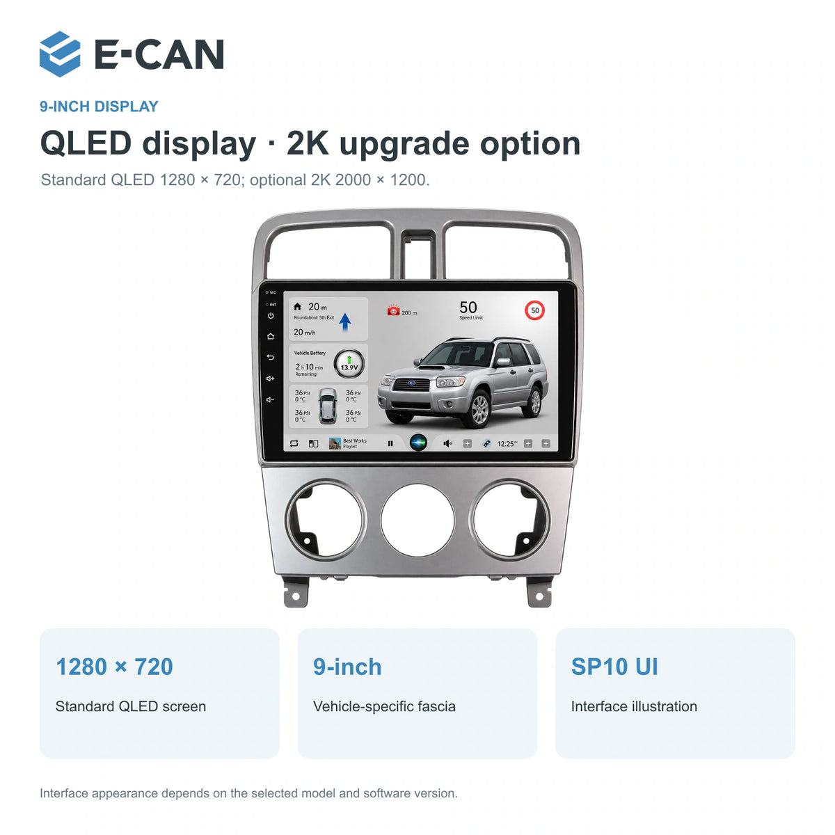 QLED display · 2K upgrade option for Subaru Forester SG SG 2004–2007