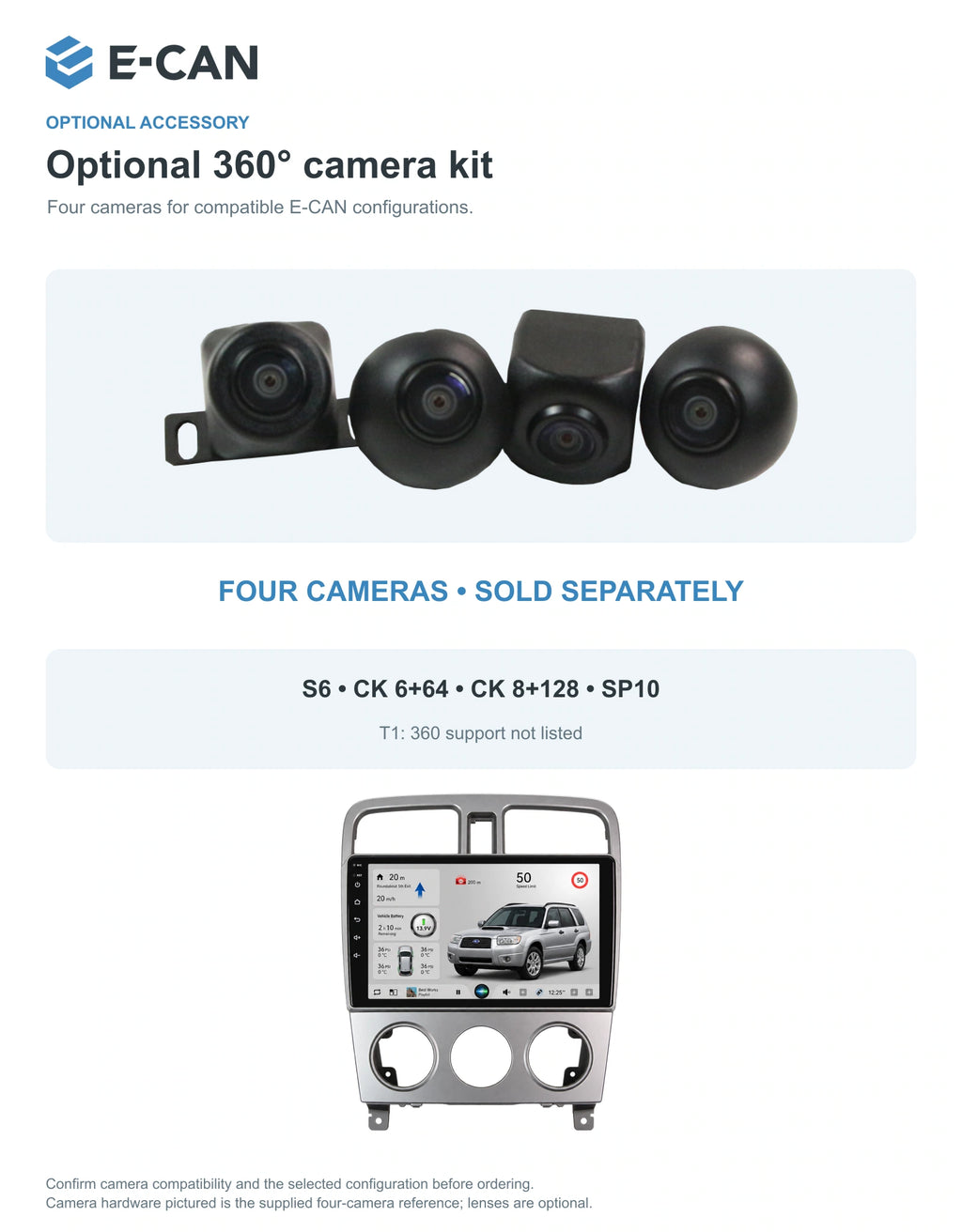 Optional 360° four-camera kit for Subaru Forester SG SG 2004–2007