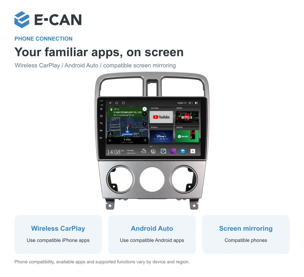 Wireless CarPlay, Android Auto and screen mirroring for Subaru Forester SG SG 2004–2007