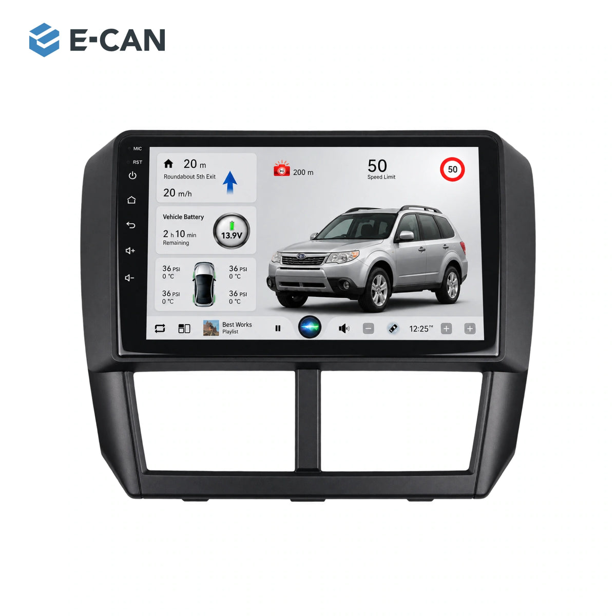 9-inch head unit with vehicle-specific fascia and SP10 interface for Subaru Forester SH SH 2008–2012