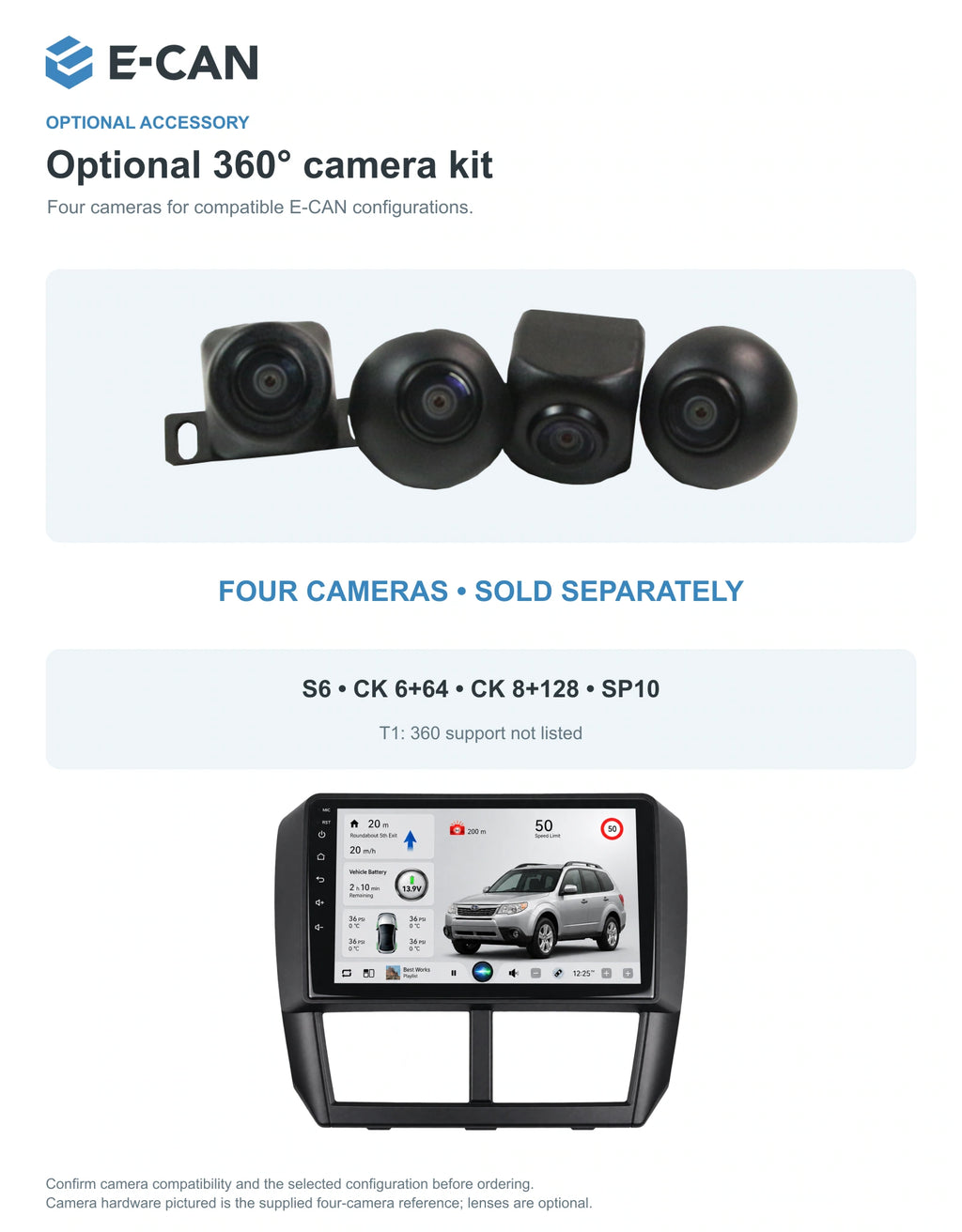 Optional 360° four-camera kit for Subaru Forester SH SH 2008–2012