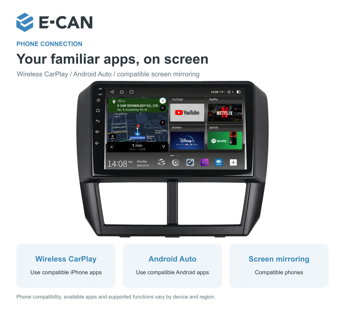 Wireless CarPlay, Android Auto and screen mirroring for Subaru Forester SH SH 2008–2012