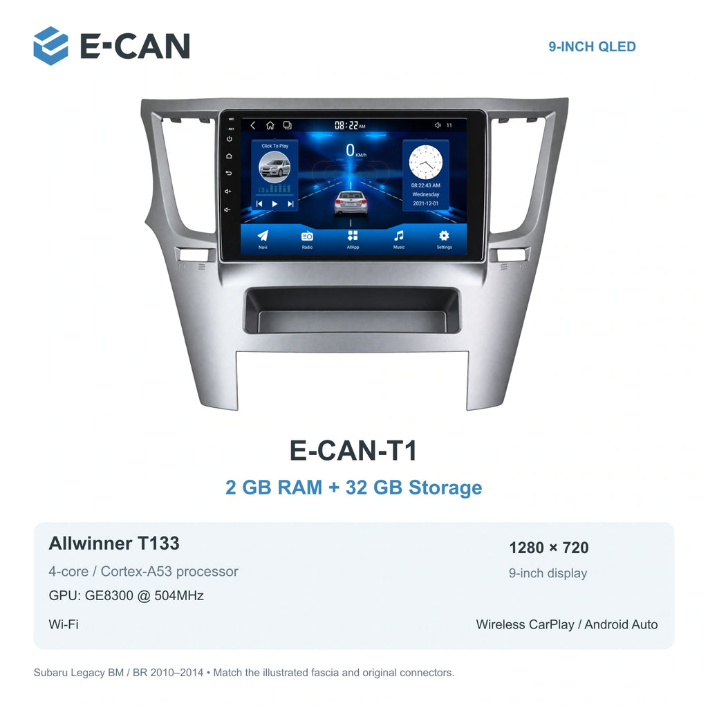 Subaru Legacy BM / BR 2010–2014; T1 · 2GB + 32GB configuration illustration