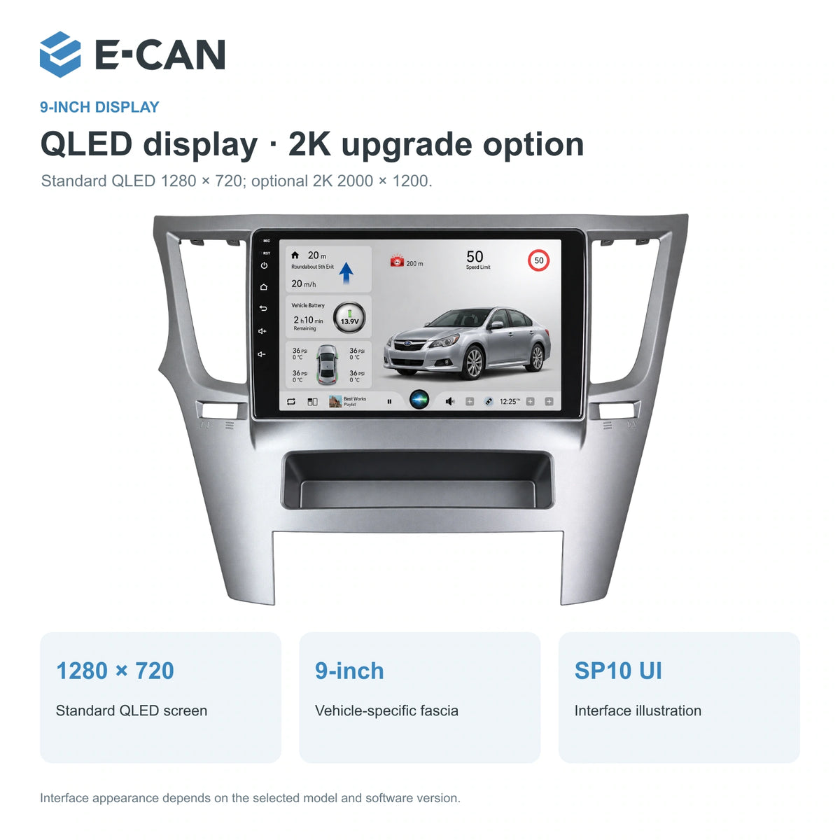 QLED display · 2K upgrade option for Subaru Legacy BM / BR BR 2010–2014