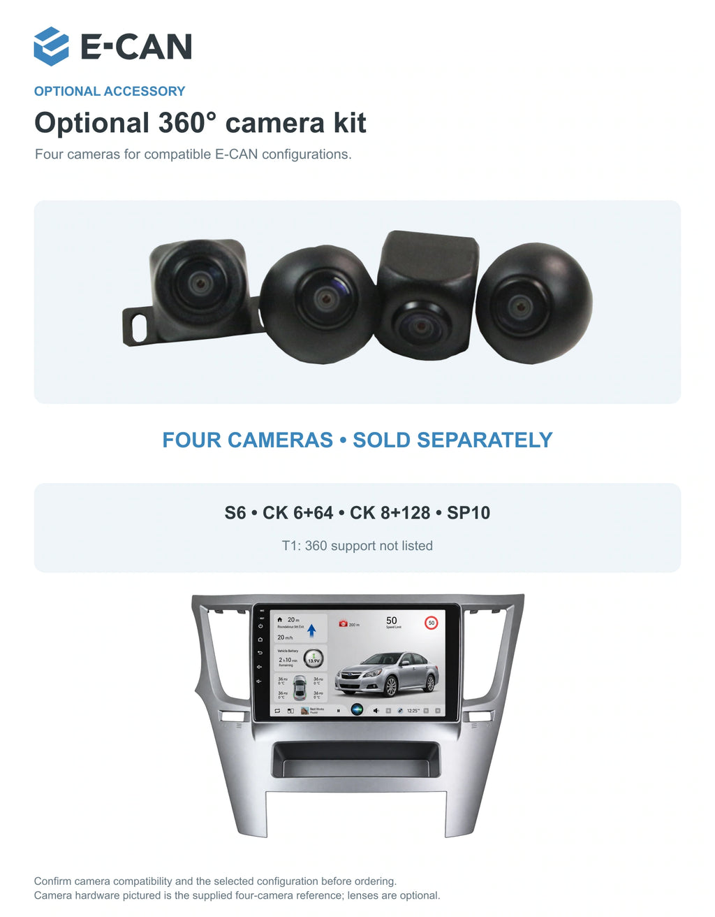 Optional 360° four-camera kit for Subaru Legacy BM / BR BR 2010–2014