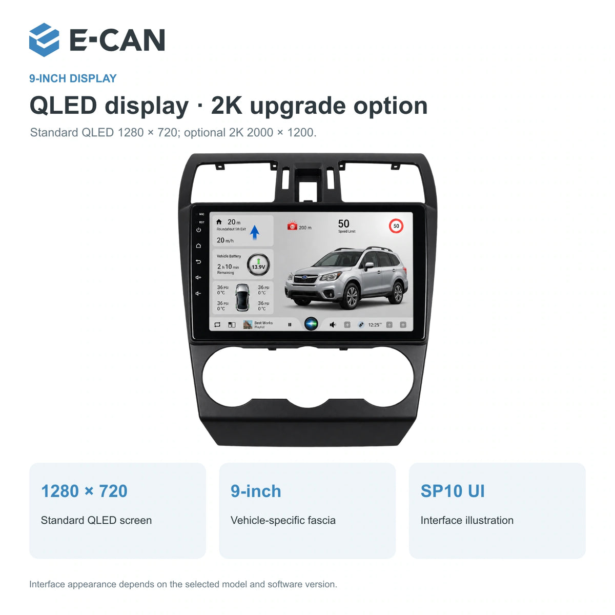 QLED display · 2K upgrade option for Subaru Forester SJ SJ 2013–2015