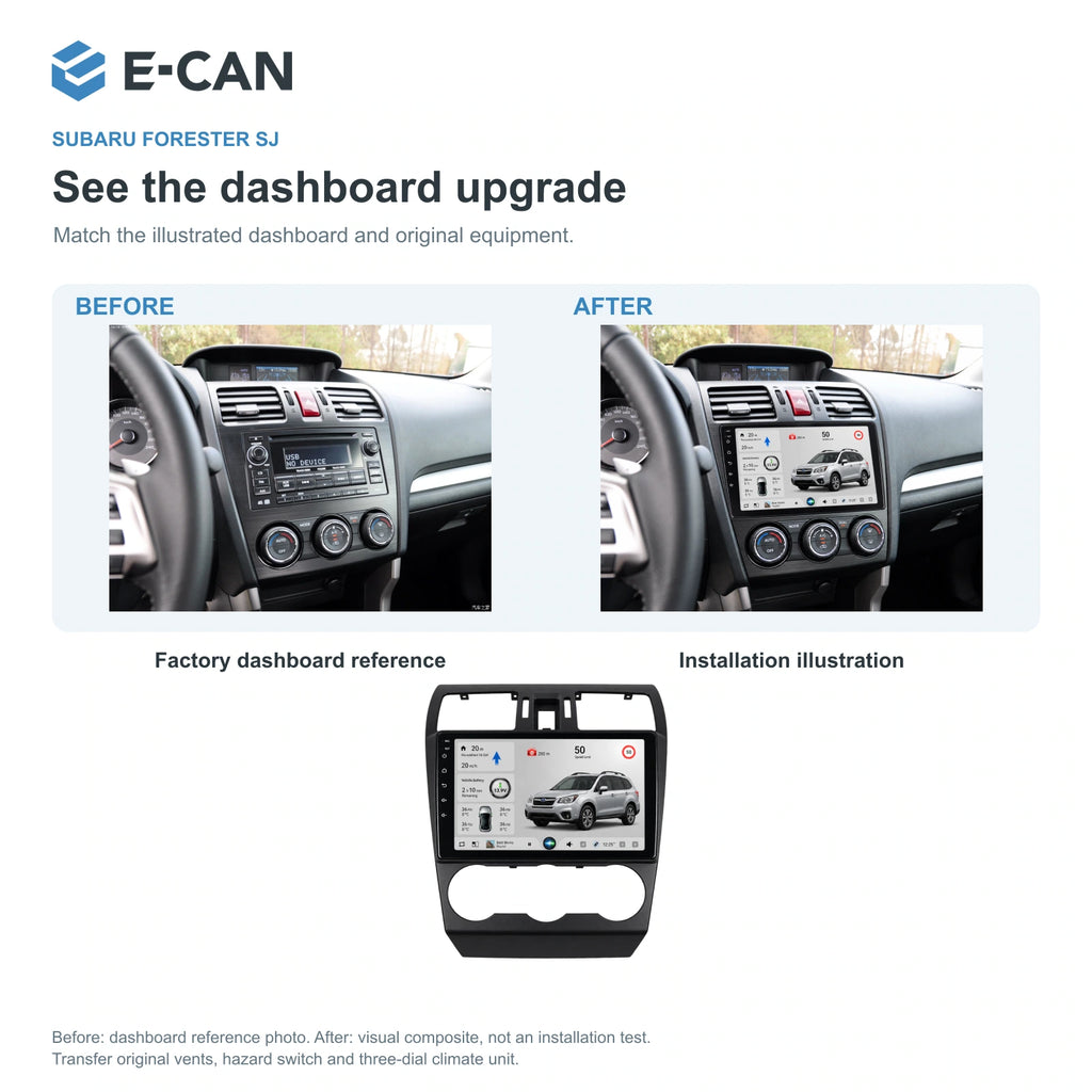Factory dashboard reference and installation illustration for Subaru Forester SJ SJ 2013–2015