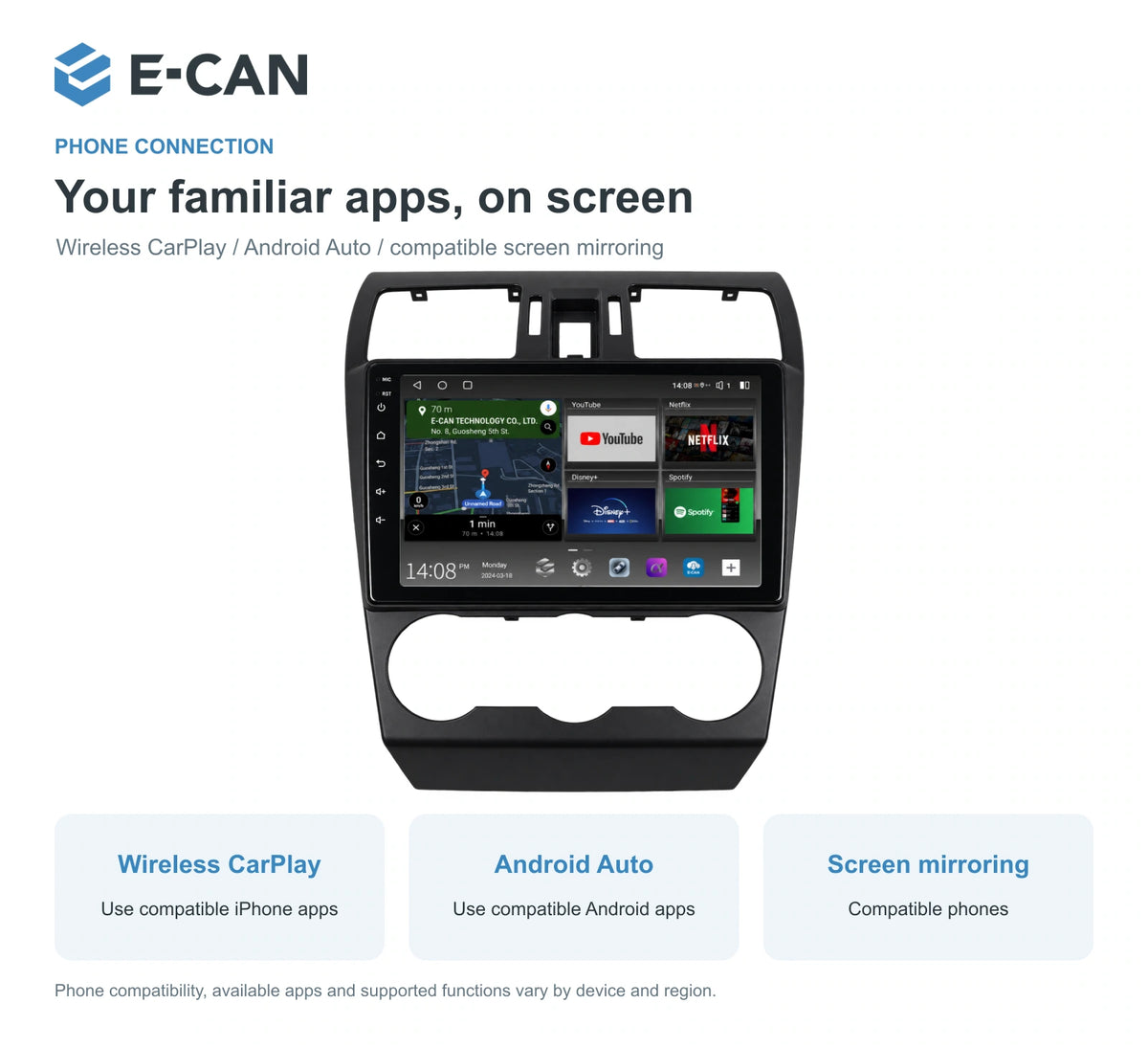 Wireless CarPlay, Android Auto and screen mirroring for Subaru Forester SJ SJ 2013–2015