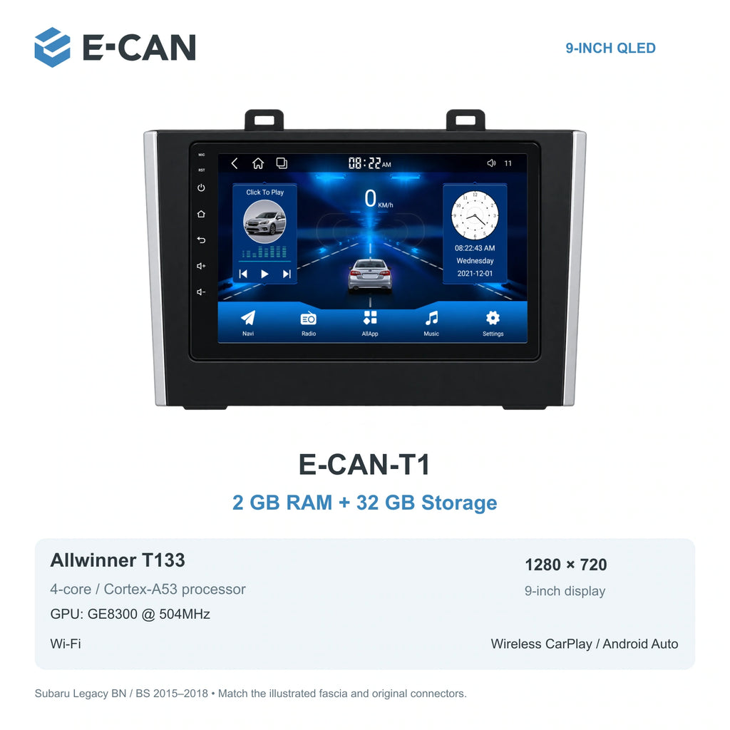 Subaru Legacy BN / BS 2015–2018; T1 · 2GB + 32GB configuration illustration