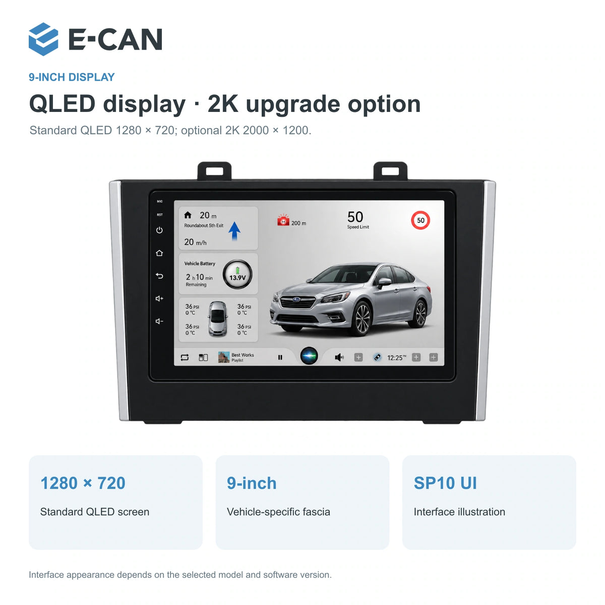 QLED display · 2K upgrade option for Subaru Legacy BN / BS BS 2015–2018