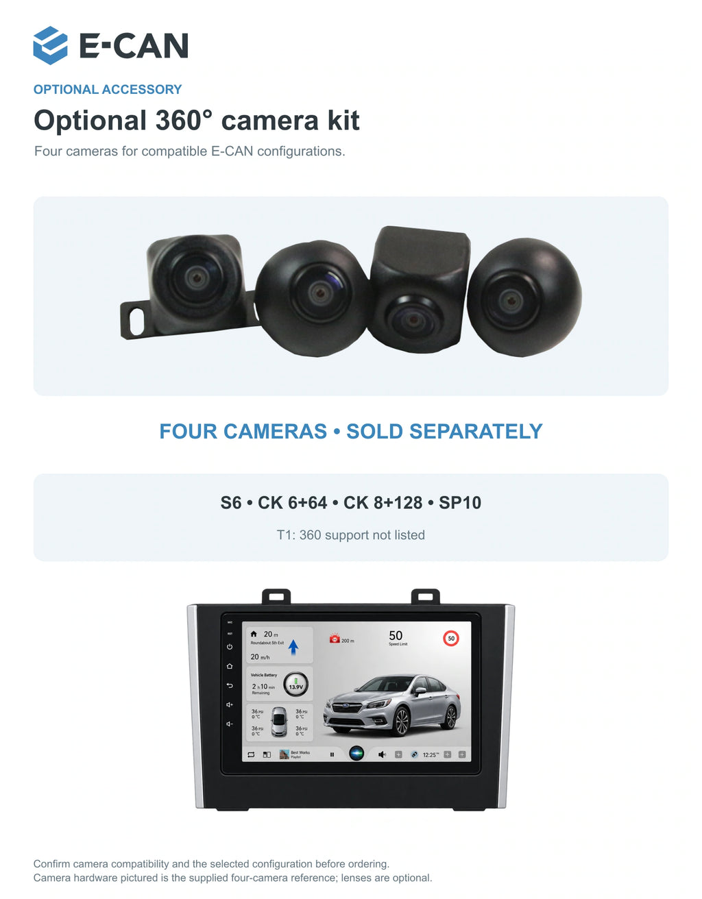 Optional 360° four-camera kit for Subaru Legacy BN / BS BS 2015–2018