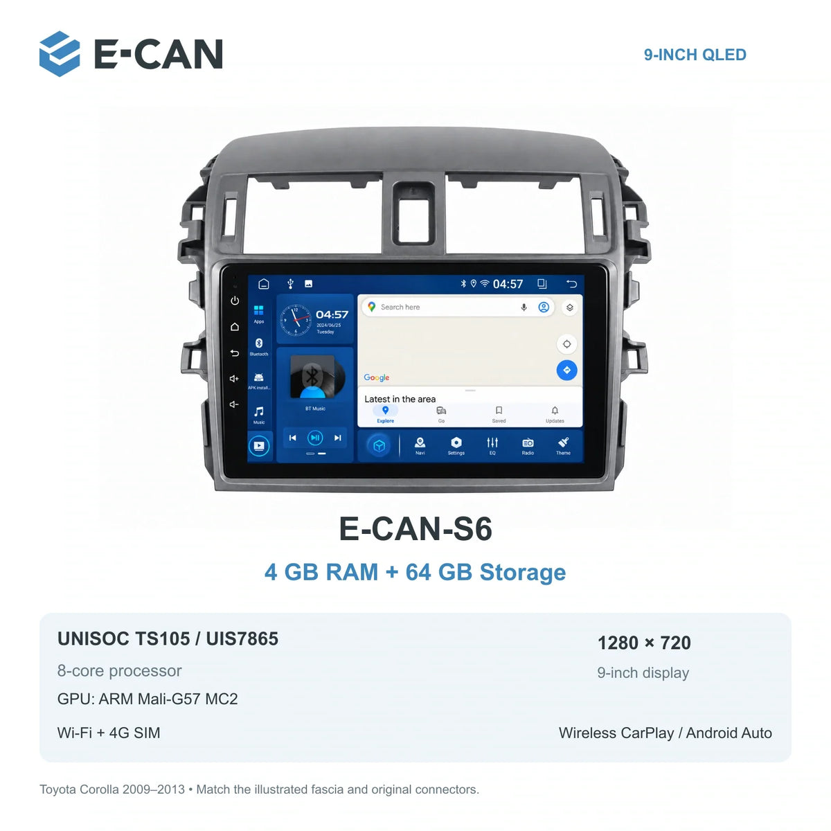 E-CAN Toyota corolla Large vent frame · 2009–2013 E-CAN-S6 4GB + 64GB