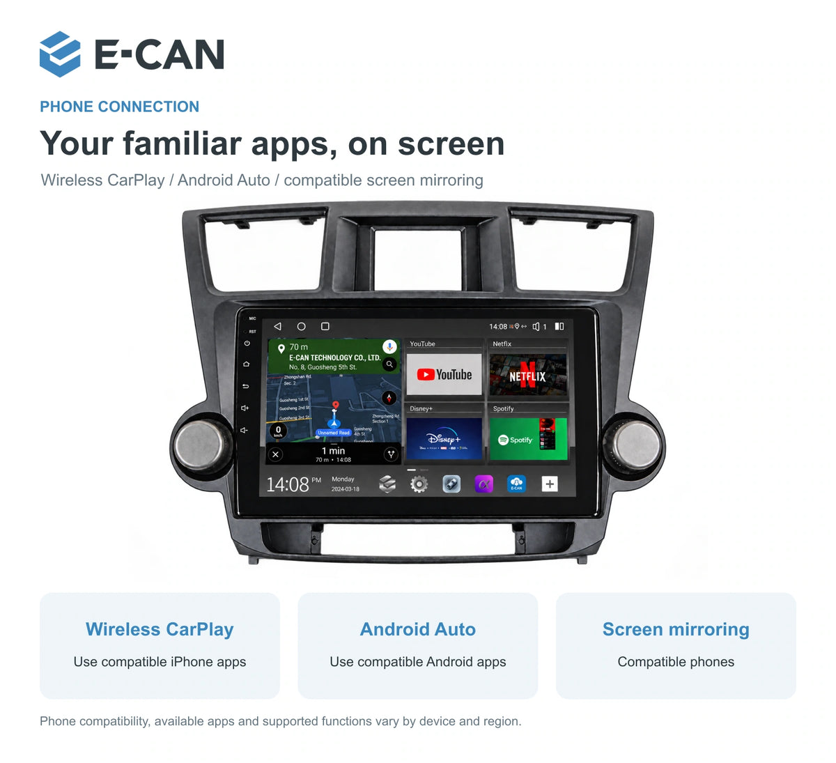E-CAN Toyota highlander Knob fascia · 2009–2013 feature