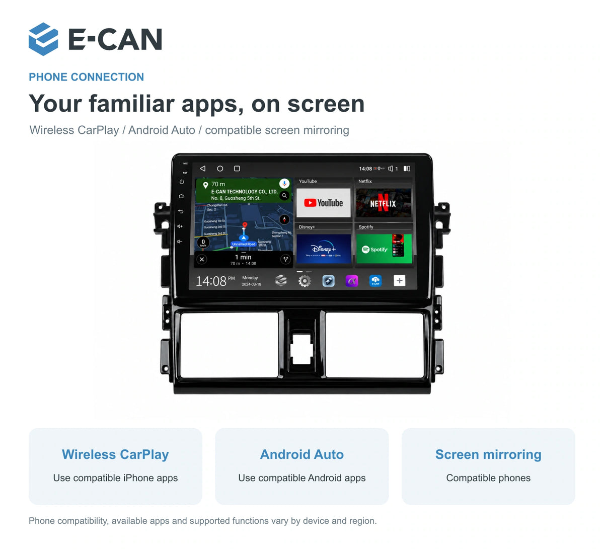E-CAN Toyota vios Standard fascia · 2013–2016 feature