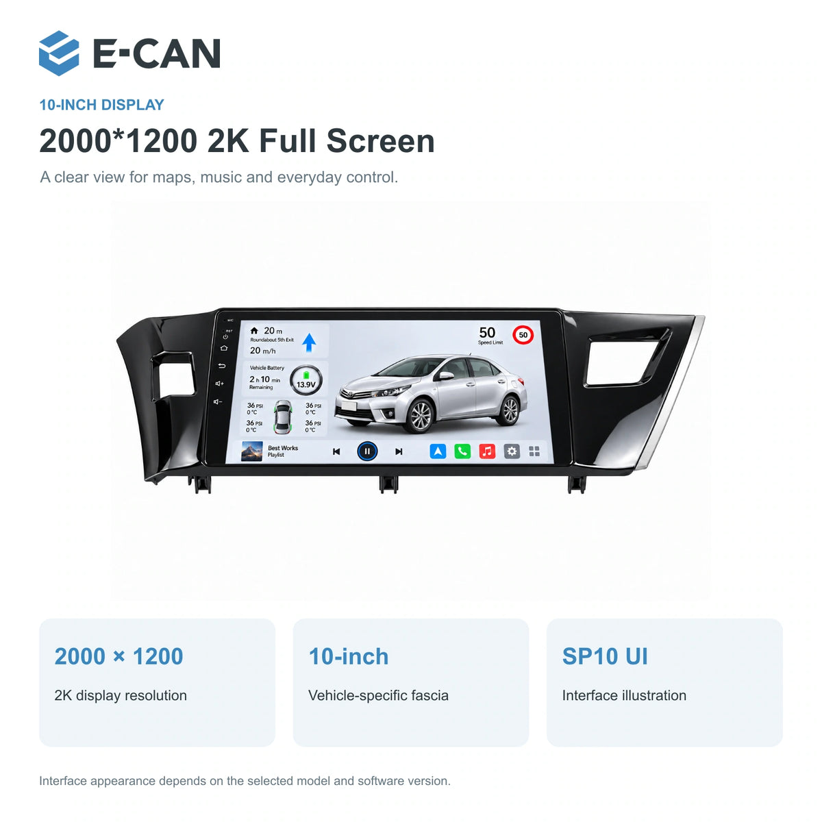 E-CAN Toyota corolla China LHD fascia · 2014–2016 feature