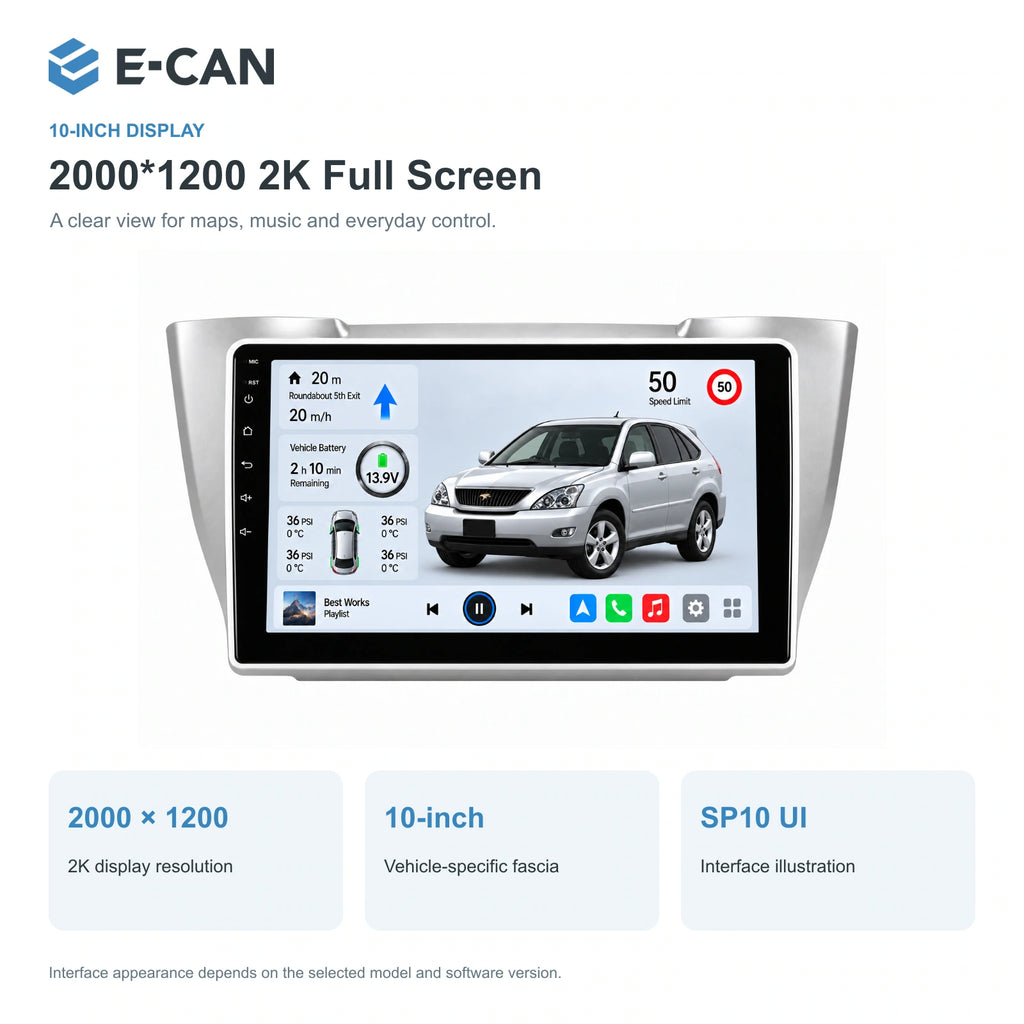E-CAN Toyota harrier 10-inch · 2003–2009 matched fascia feature