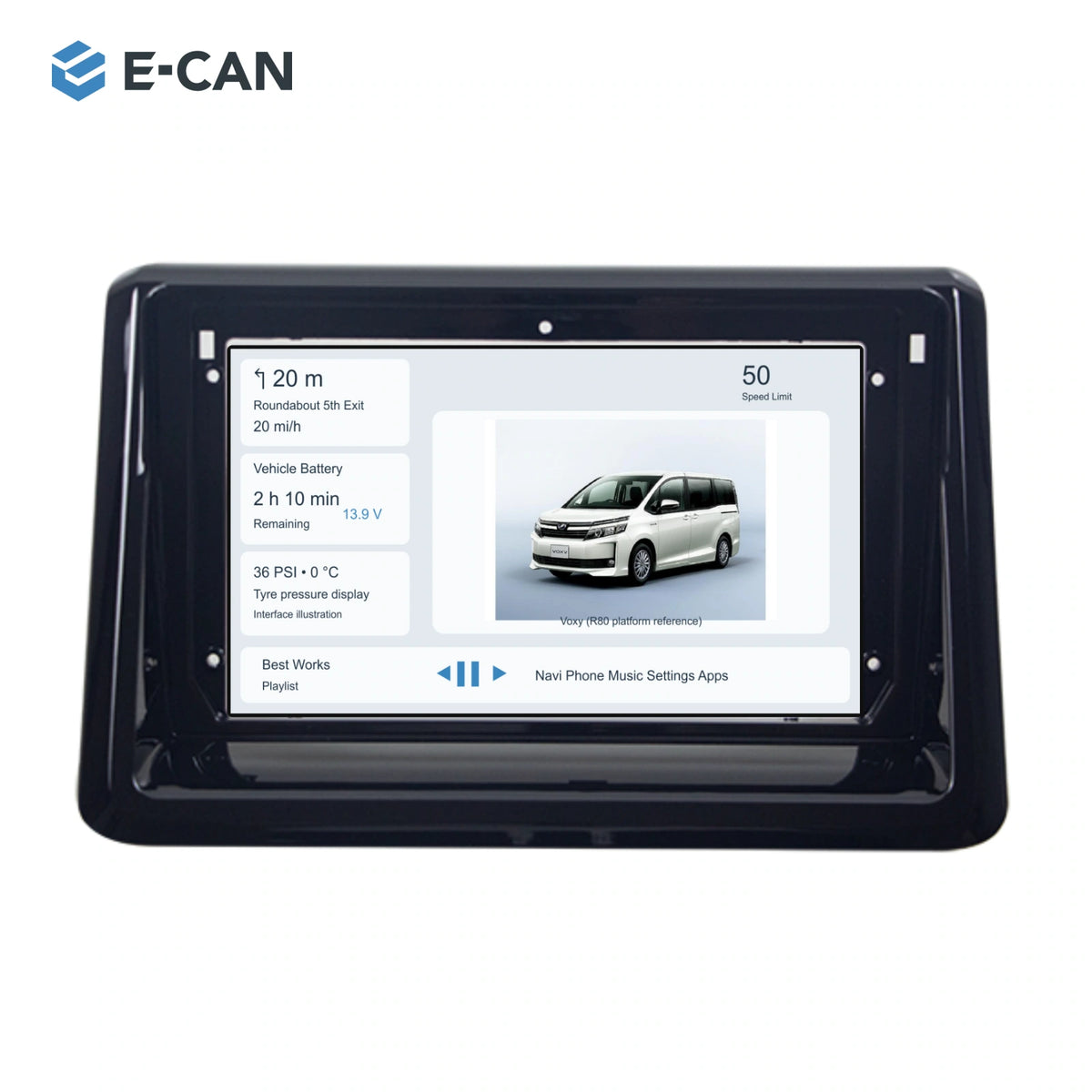 E-CAN Toyota noah-esquire-voxy 9-inch · 2014–2020 matched fascia hero