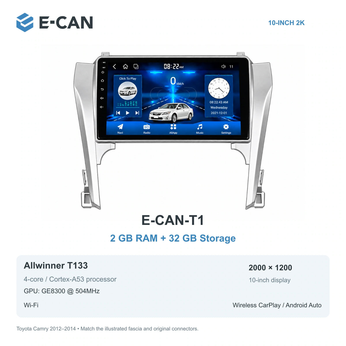 E-CAN Toyota camry Asia · 2012–2014 E-CAN-T1 2GB + 32GB