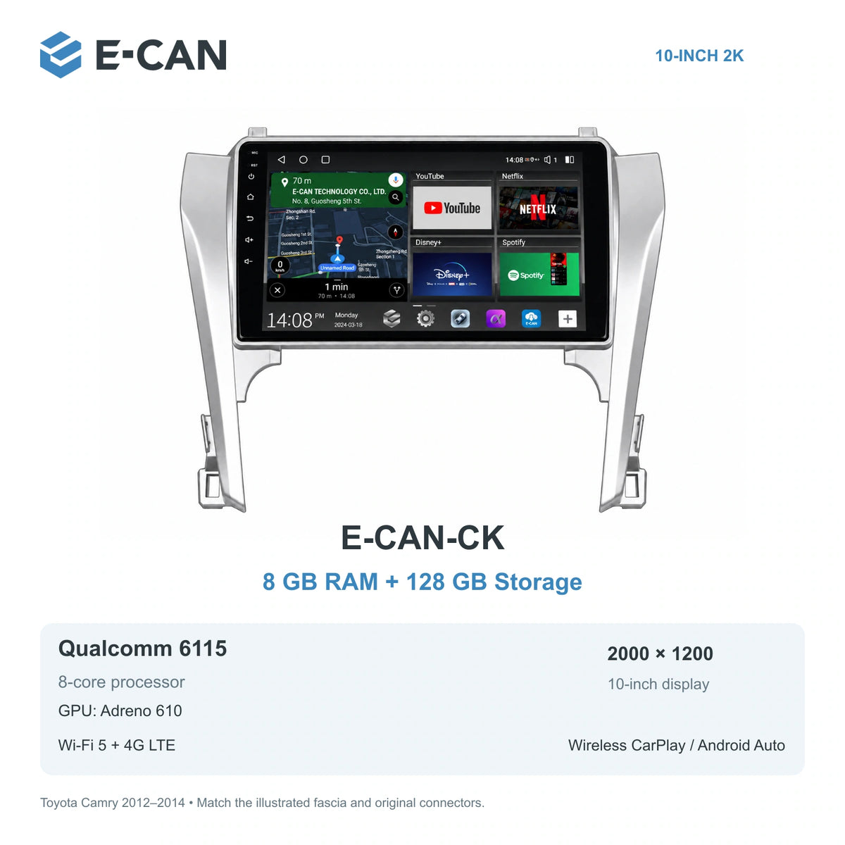 E-CAN Toyota camry Asia · 2012–2014 E-CAN-CK 8GB + 128GB