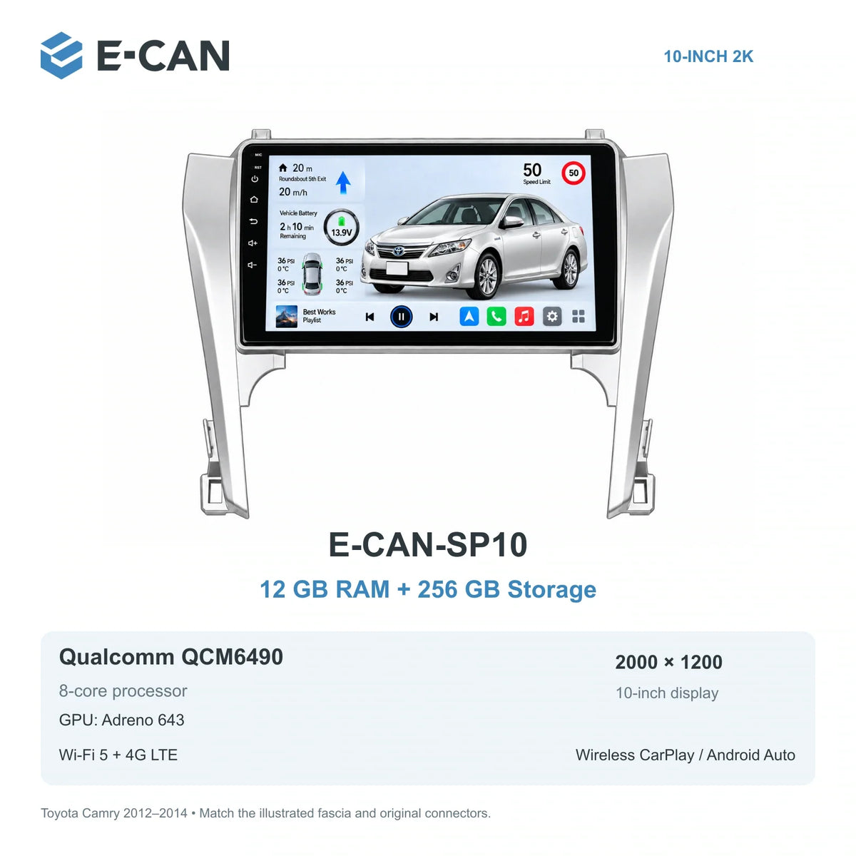 E-CAN Toyota camry Asia · 2012–2014 E-CAN-SP10 12GB + 256GB