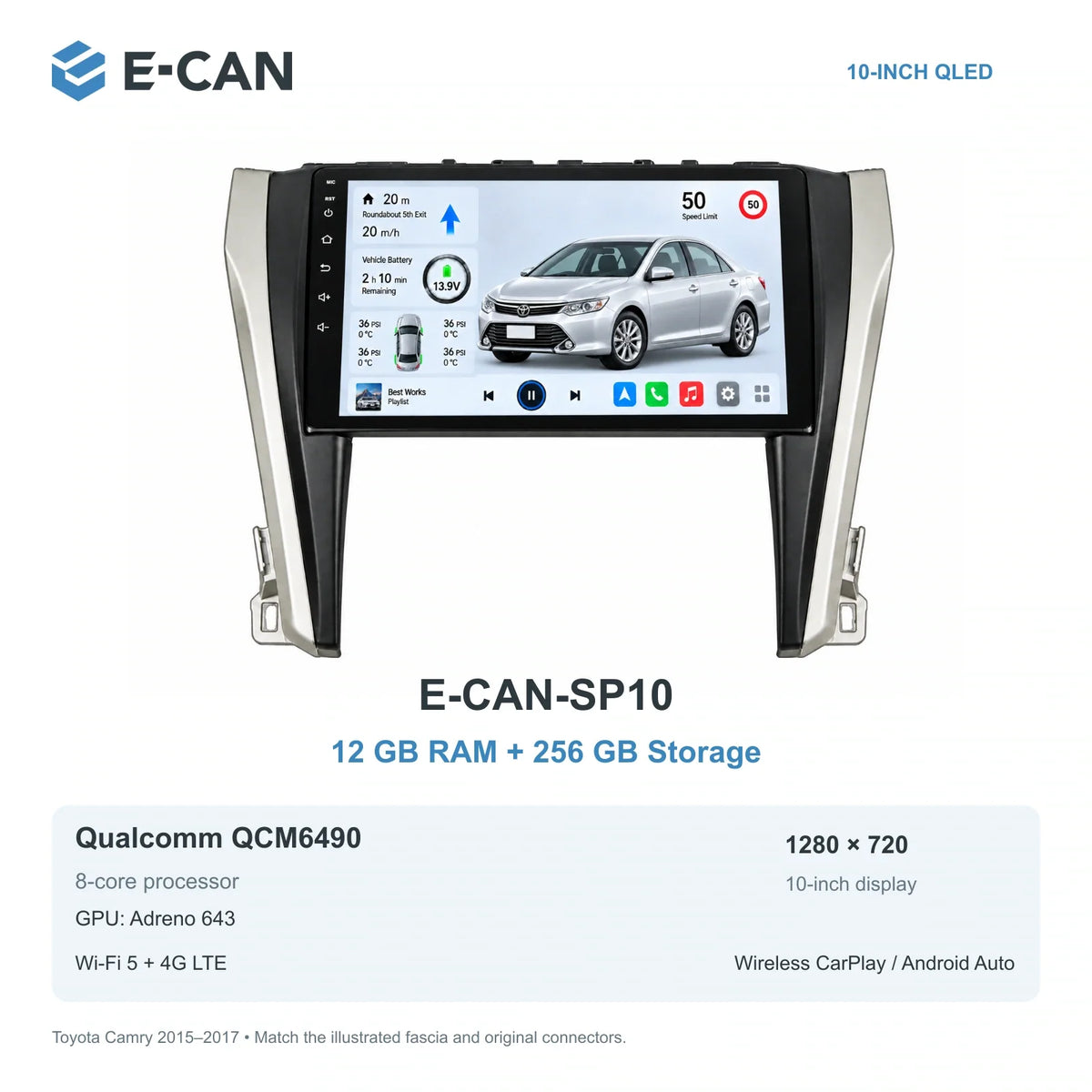 E-CAN Toyota camry Asia facelift · 2015–2017 E-CAN-SP10 12GB + 256GB