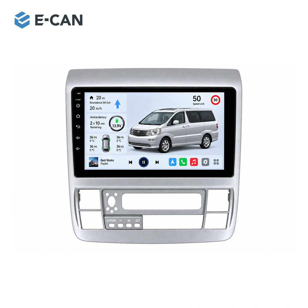 E-CAN Toyota alphard 9-inch · 2002–2007 matched fascia hero