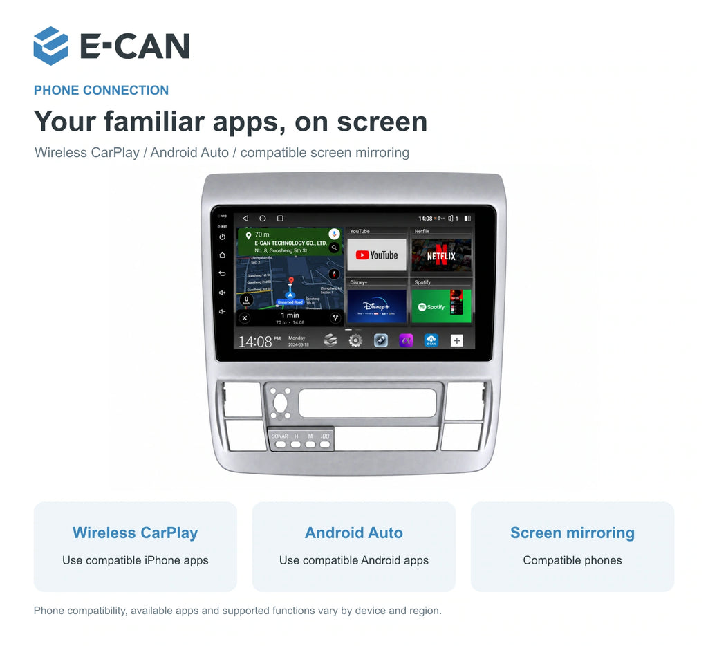 E-CAN Toyota alphard 9-inch · 2002–2007 matched fascia feature
