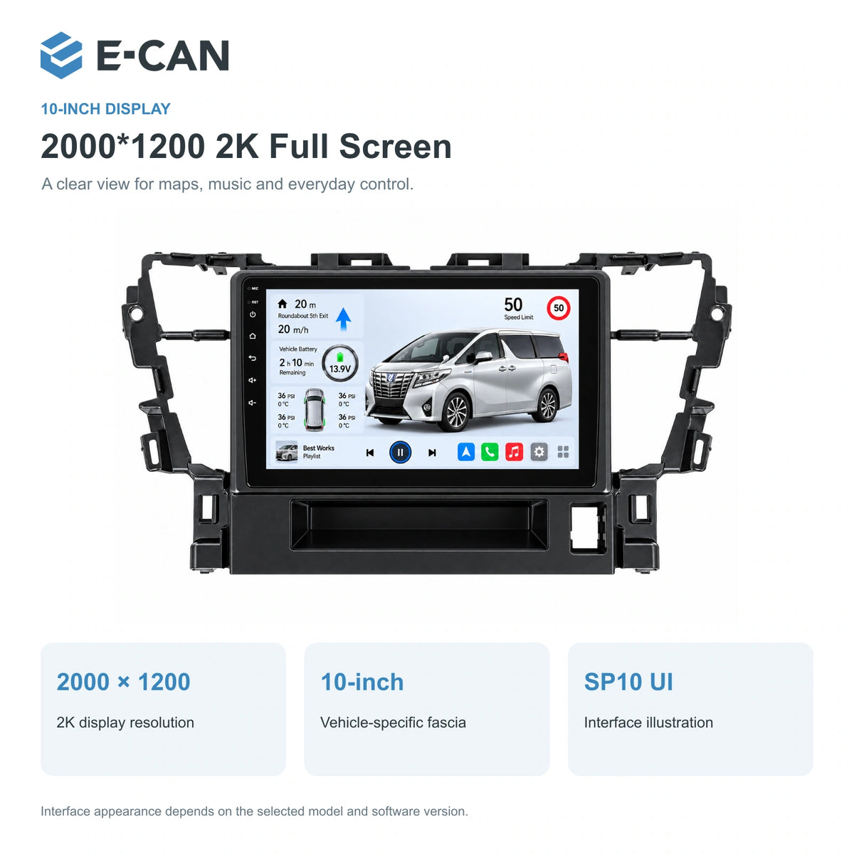 E-CAN Toyota alphard 10-inch · 2016–2018 matched fascia feature