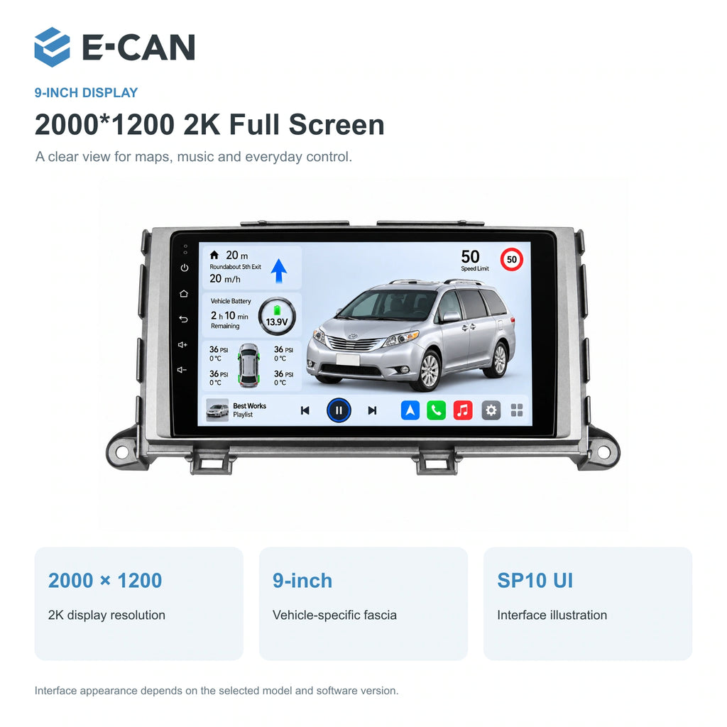 E-CAN Toyota sienna Early non-navigation fascia · 2011–2014 feature