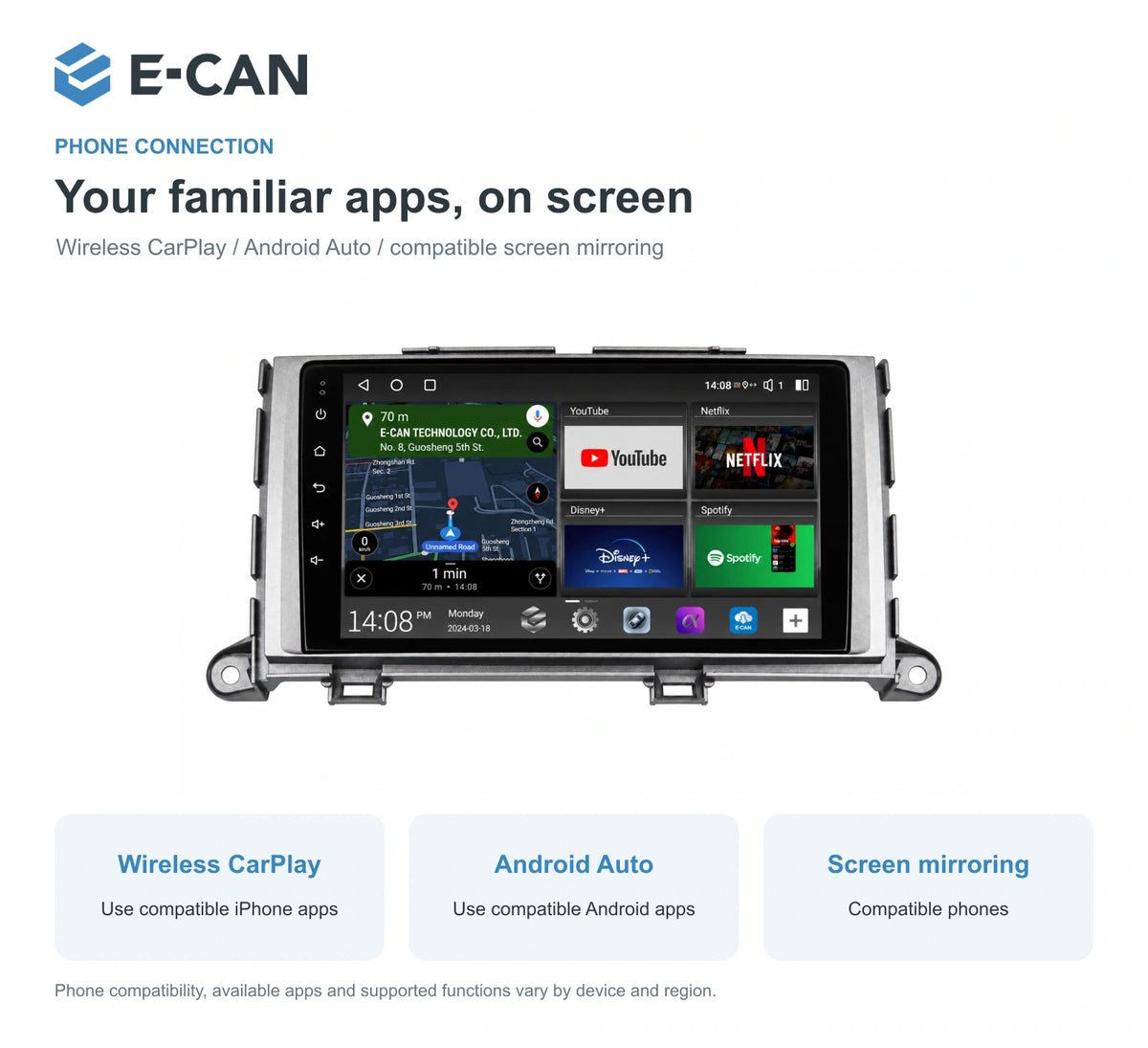 E-CAN Toyota sienna Early non-navigation fascia · 2011–2014 feature