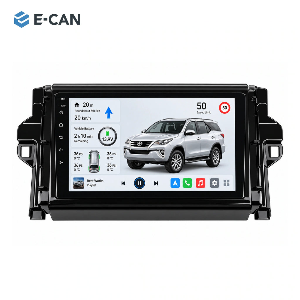 E-CAN Toyota fortuner 9-inch · 2016–2020 matched fascia hero