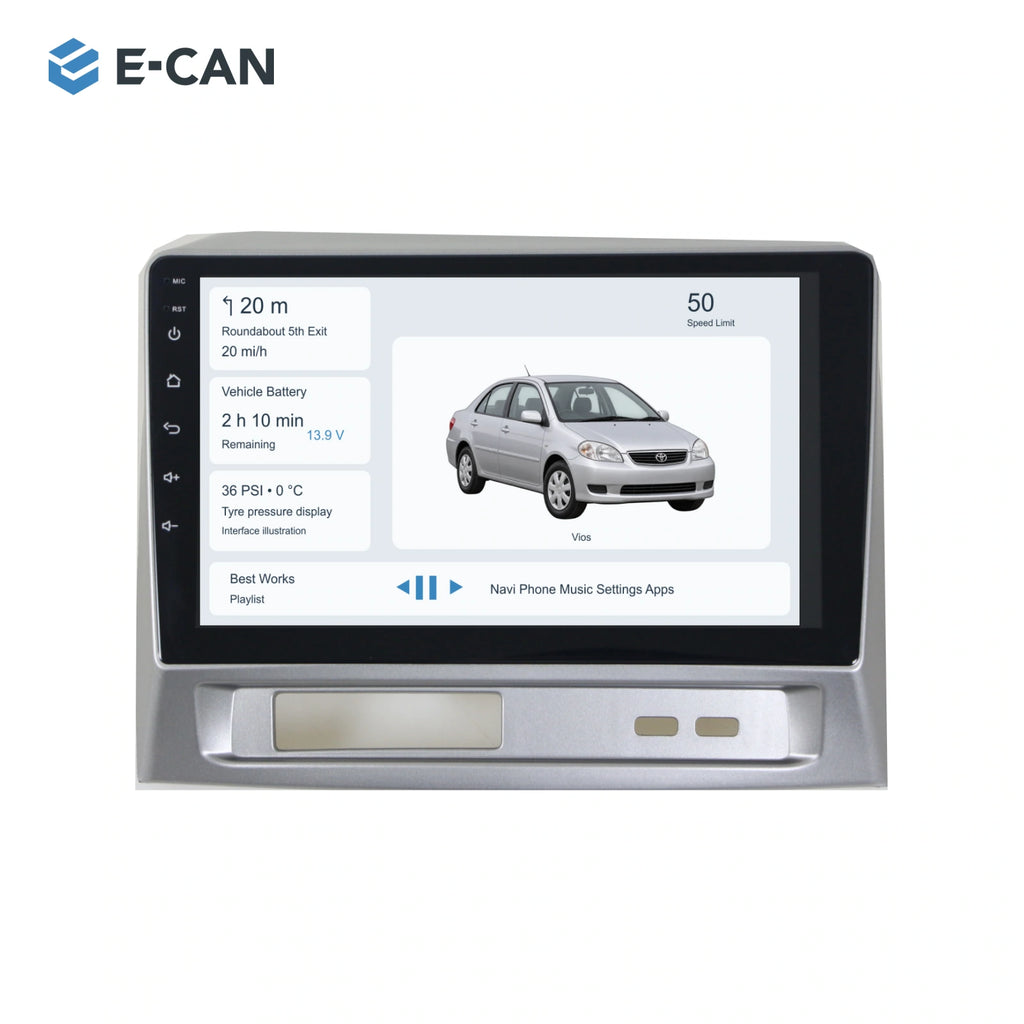 E-CAN Toyota vios 9-inch · 2004–2007 matched fascia hero