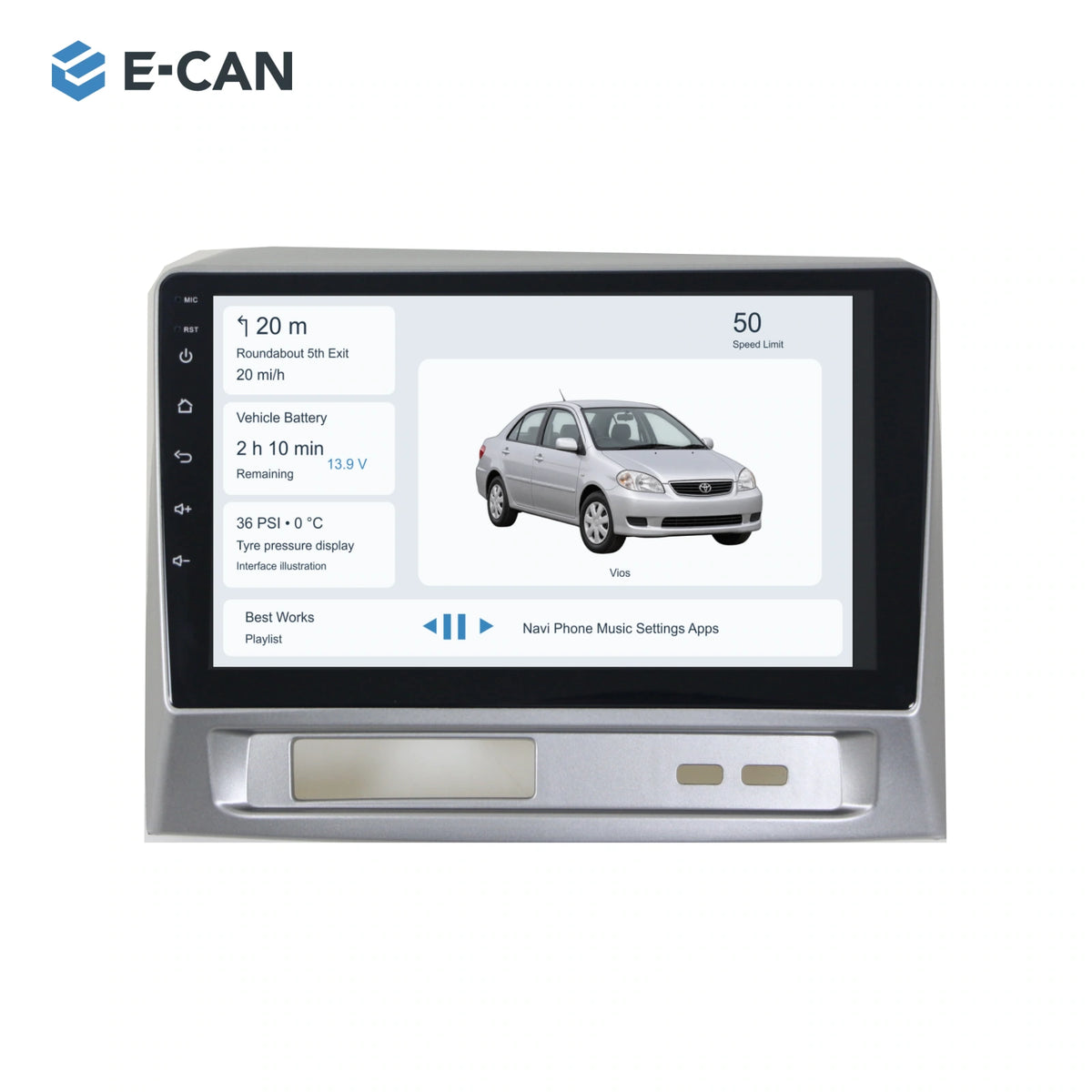 E-CAN Toyota vios 9-inch · 2004–2007 matched fascia hero