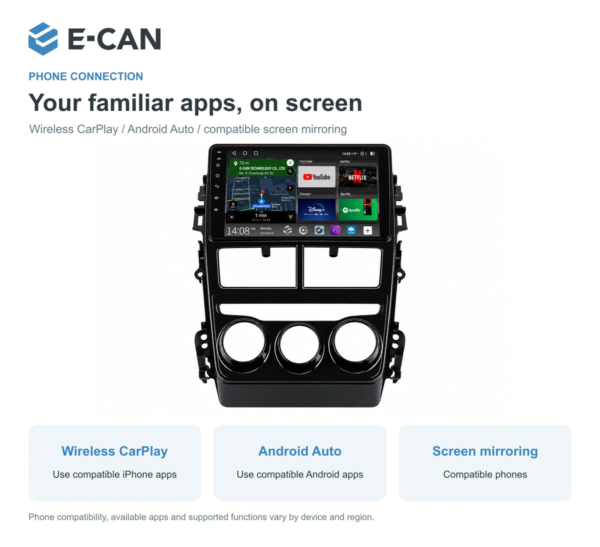 E-CAN Toyota vios Manual A/C · three knobs feature