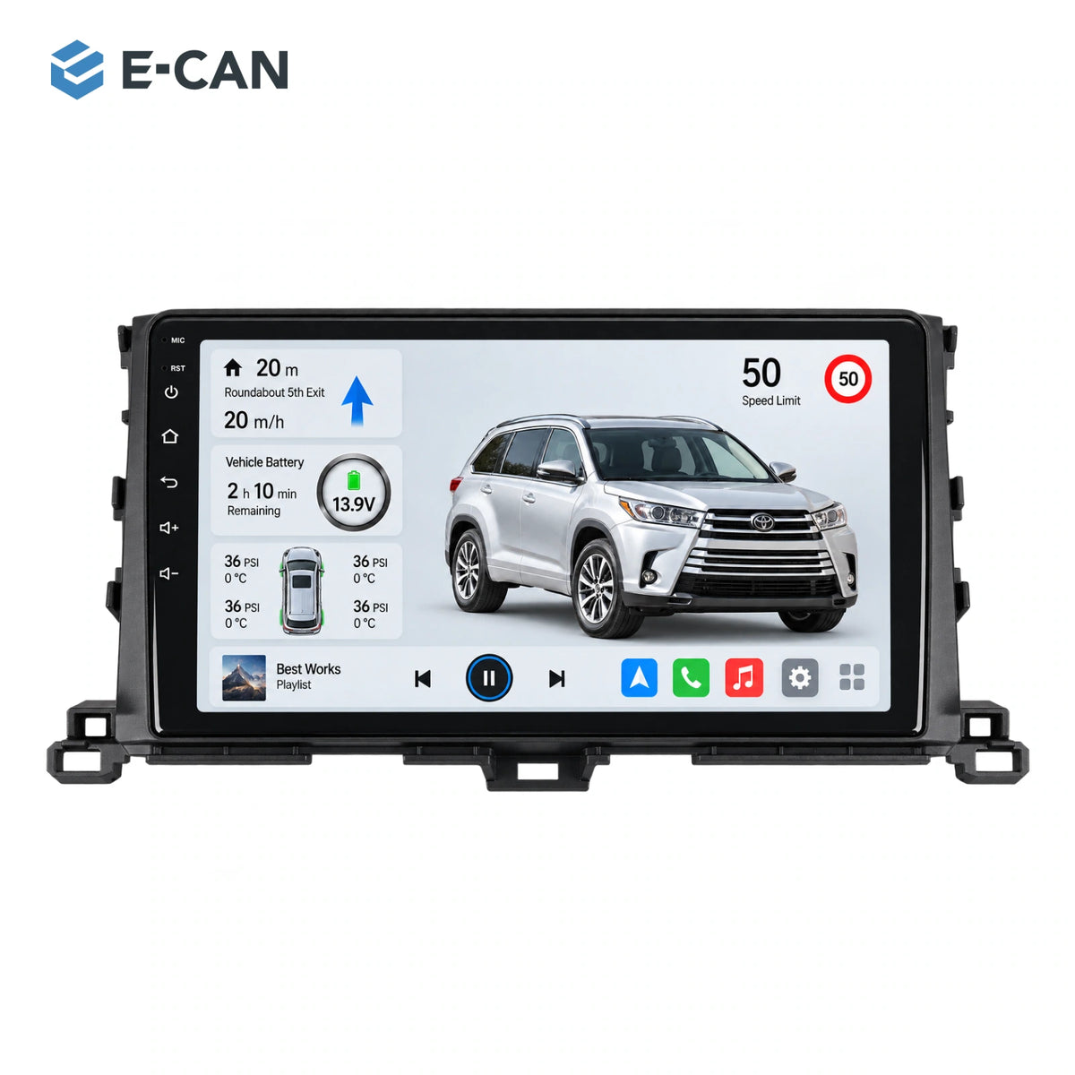 E-CAN Toyota highlander 10-inch · 2015–2019 matched fascia hero