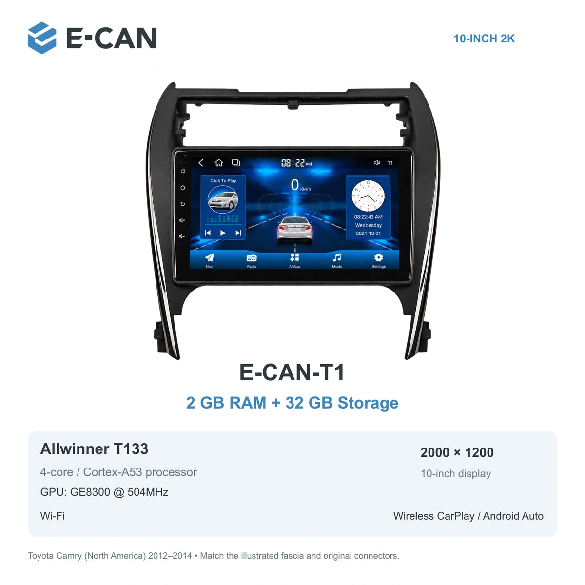 E-CAN Toyota camry North America · 2012–2014 E-CAN-T1 2GB + 32GB